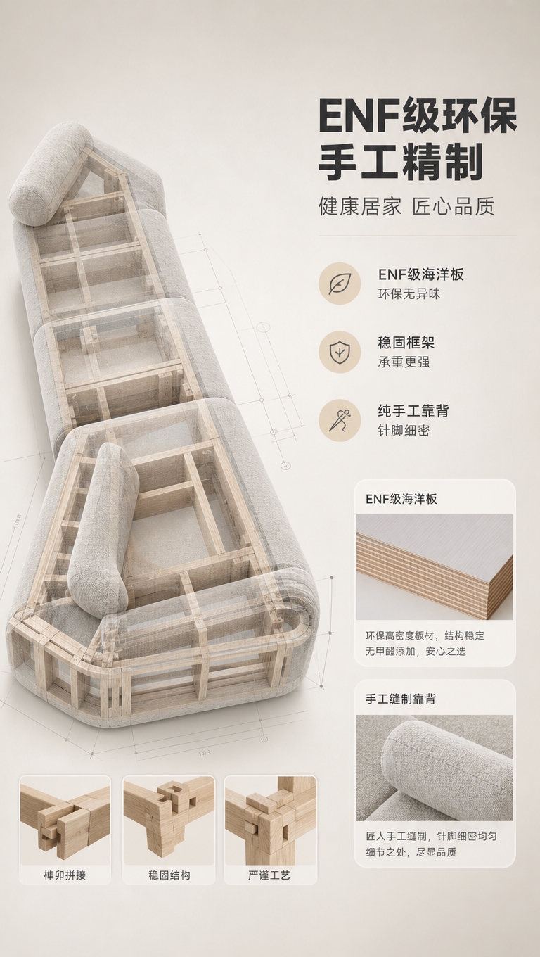 [商品] 使用【图1】浅灰色L型模块化布艺沙发；保留整体轮廓和… - 图片创意预览