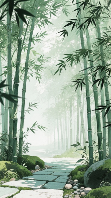 古风，绿色，江南竹林，不要人，二次元，细节丰富，生成4张预览效果