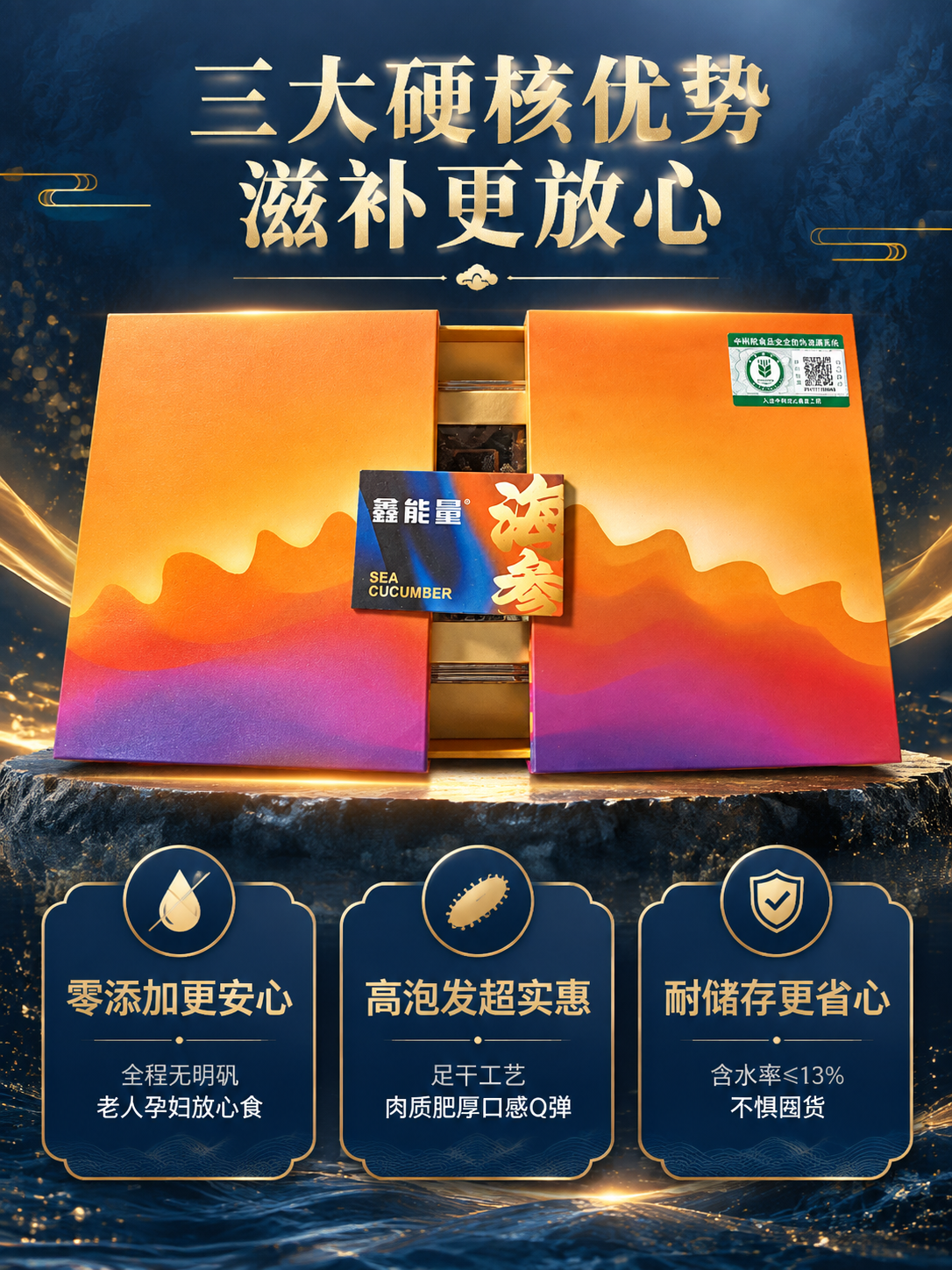 [商品] 使用【图1】【图3】鑫能量淡干海参礼盒双开状态；保留… - 图片创意预览
