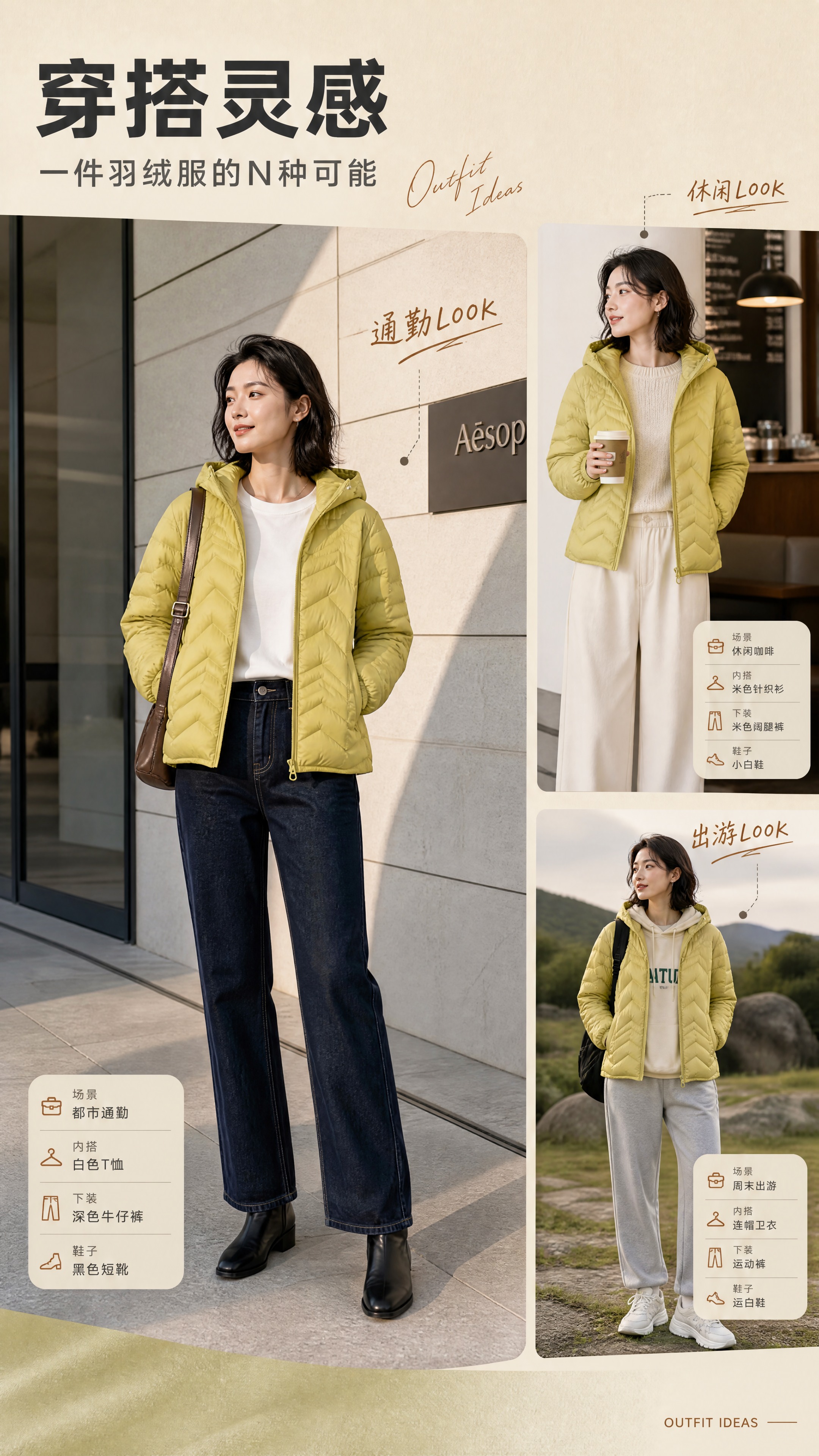 [商品] 使用【图1】芥末黄连帽轻薄羽绒服；商品处理：保留连帽… - 图片创意预览
