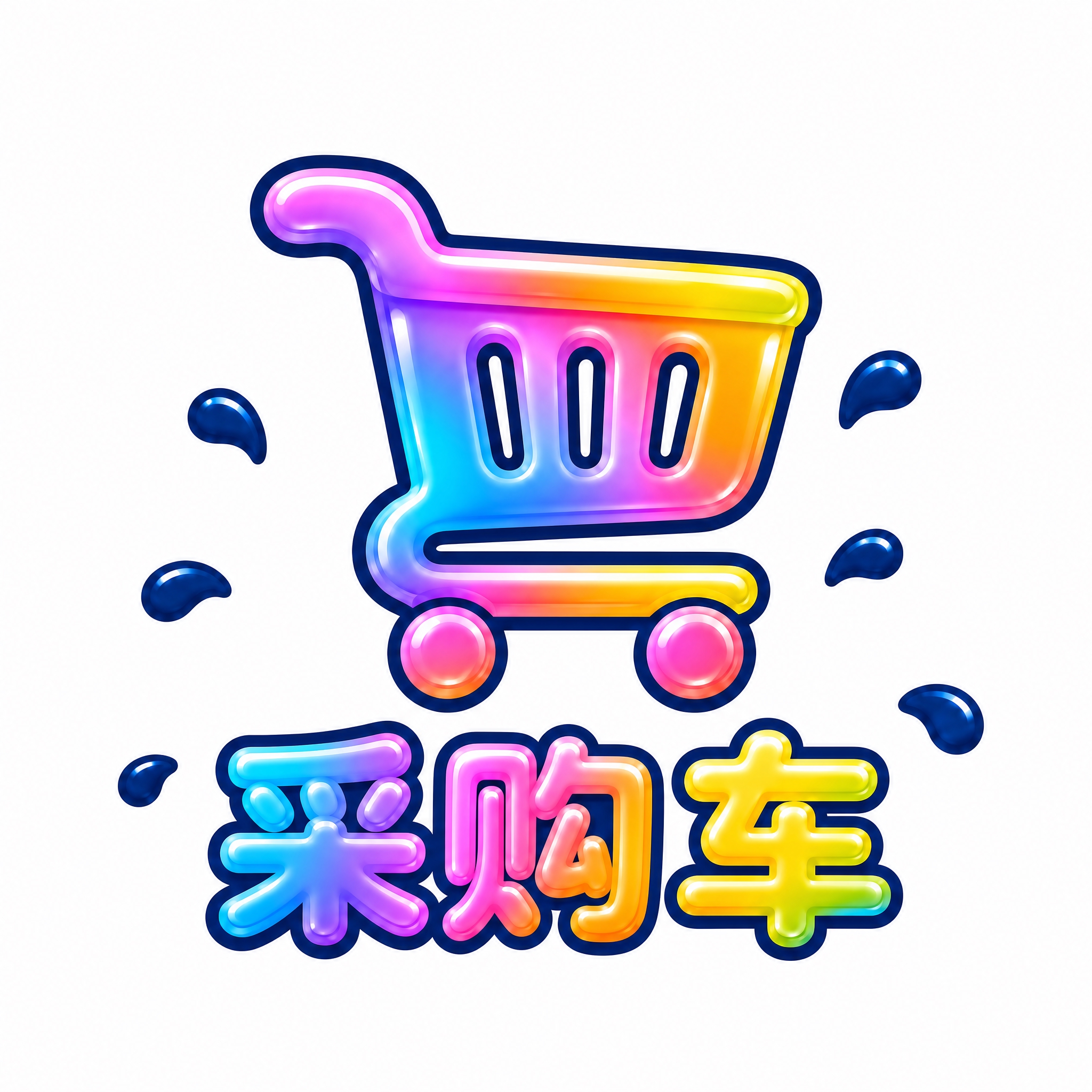白色背景，干净的背景，底部导航栏图标设计，液态水花泼溅果冻风格… - 图片创意预览