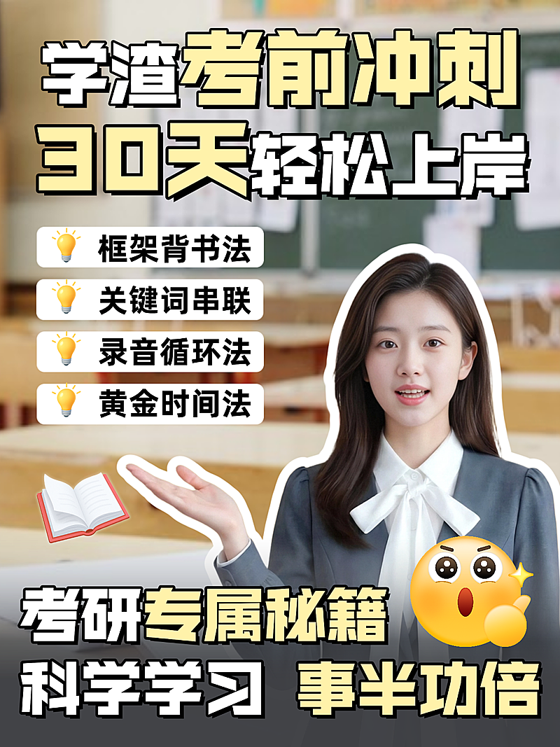 现代风考研专属秘籍知识分享小红书封面