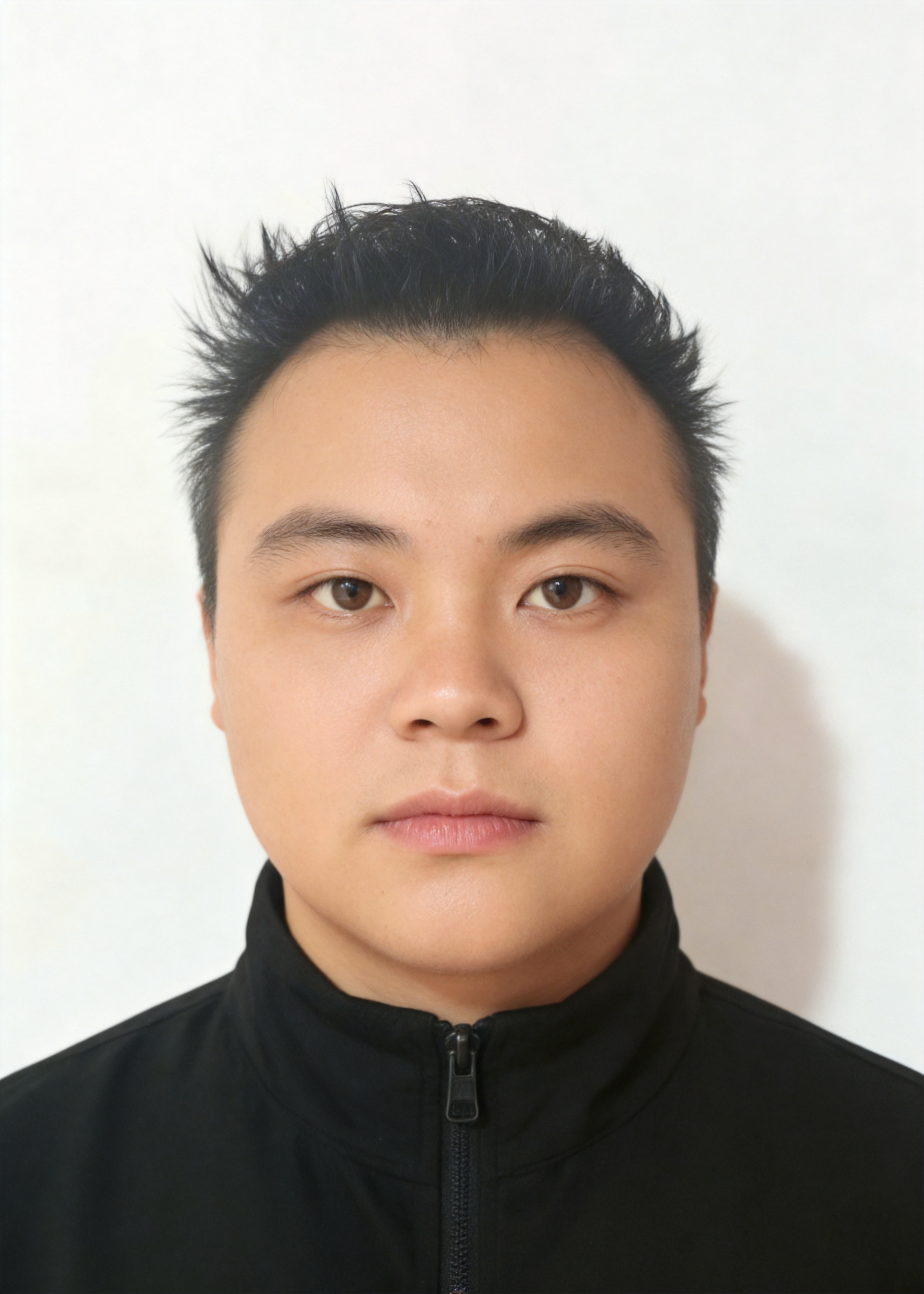 保留第一张图中人物发型、脸型、年龄特征生成标准样式纯正面证件照… - 图片创意预览