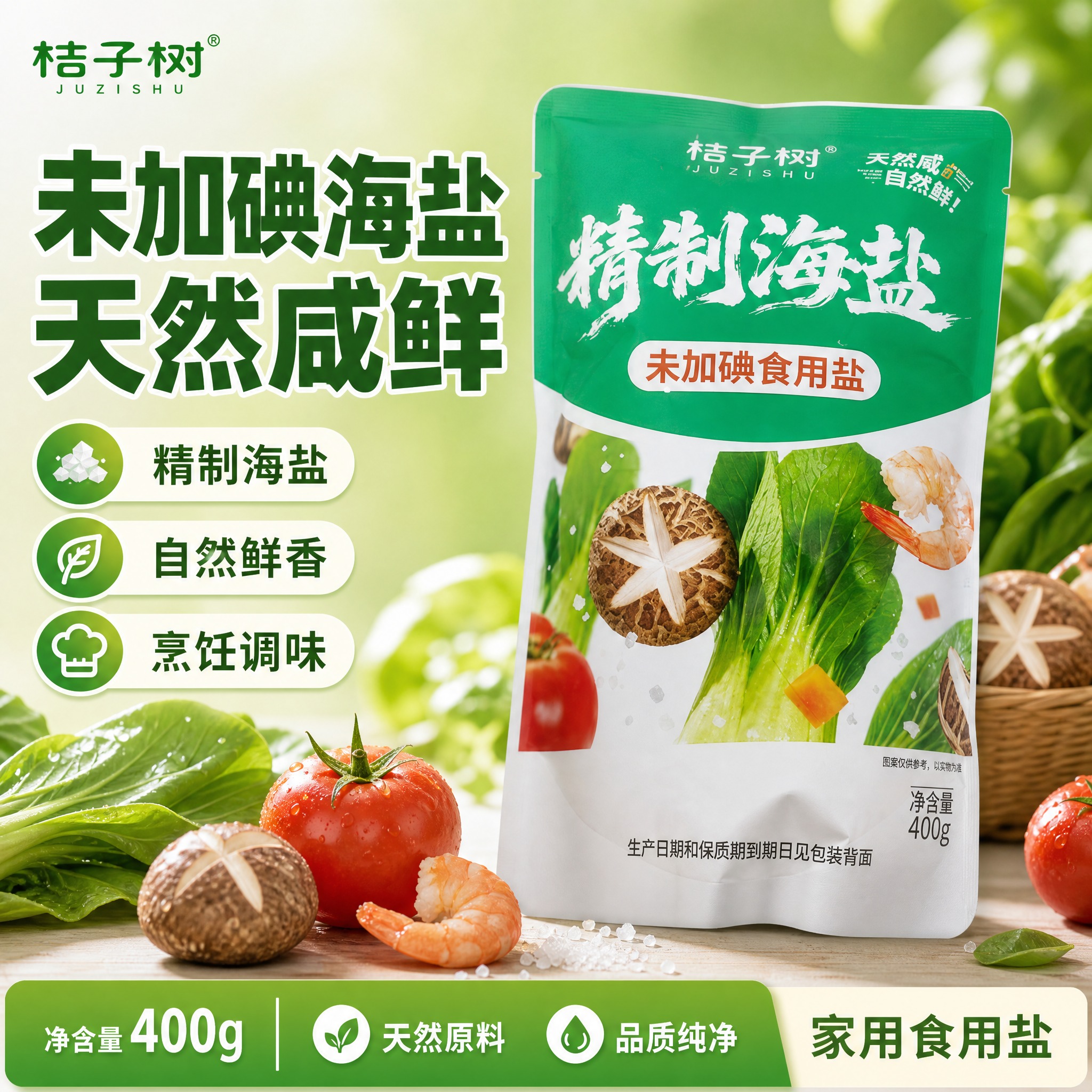[单张主图] 桔子树精制海盐未加碘食用盐 爆款促销感主图 突出… - 图片创意预览