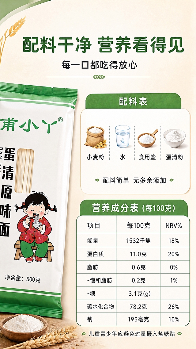 在营养成分表的脂肪项下方增加两行：第一行是"-饱和脂肪 0.2克 1%"，第二行是"-糖 3.1克(g) （无NRV%或留空）"。保持表格原有样式、字体、颜色、对齐方式完全一致，表格整体高度适当扩展但不破坏画面整体布局。其他所有元素（标题、配料表、产品包装、底部文字、背景、装饰元素）保持完全不变。
