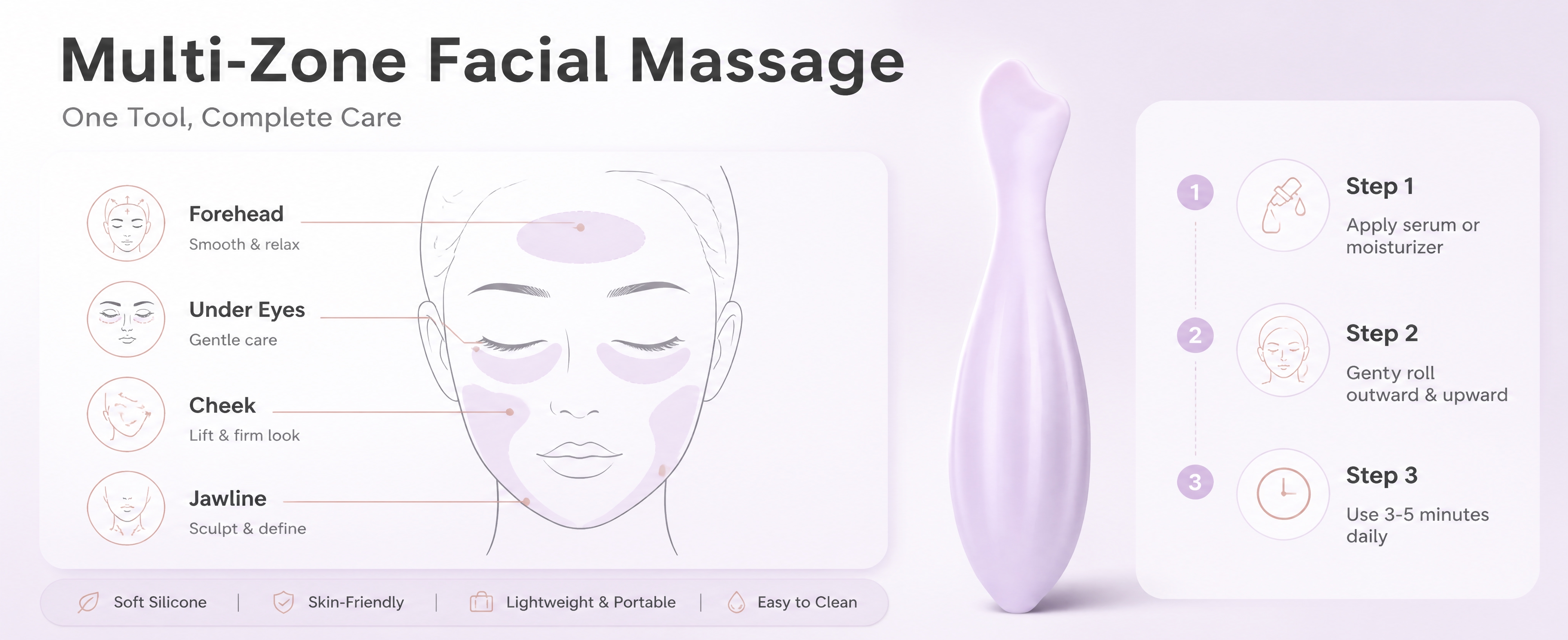[商品] 使用【图1】淡紫色柔软硅胶面部滚轮按摩器；保留产品整… - 图片创意预览