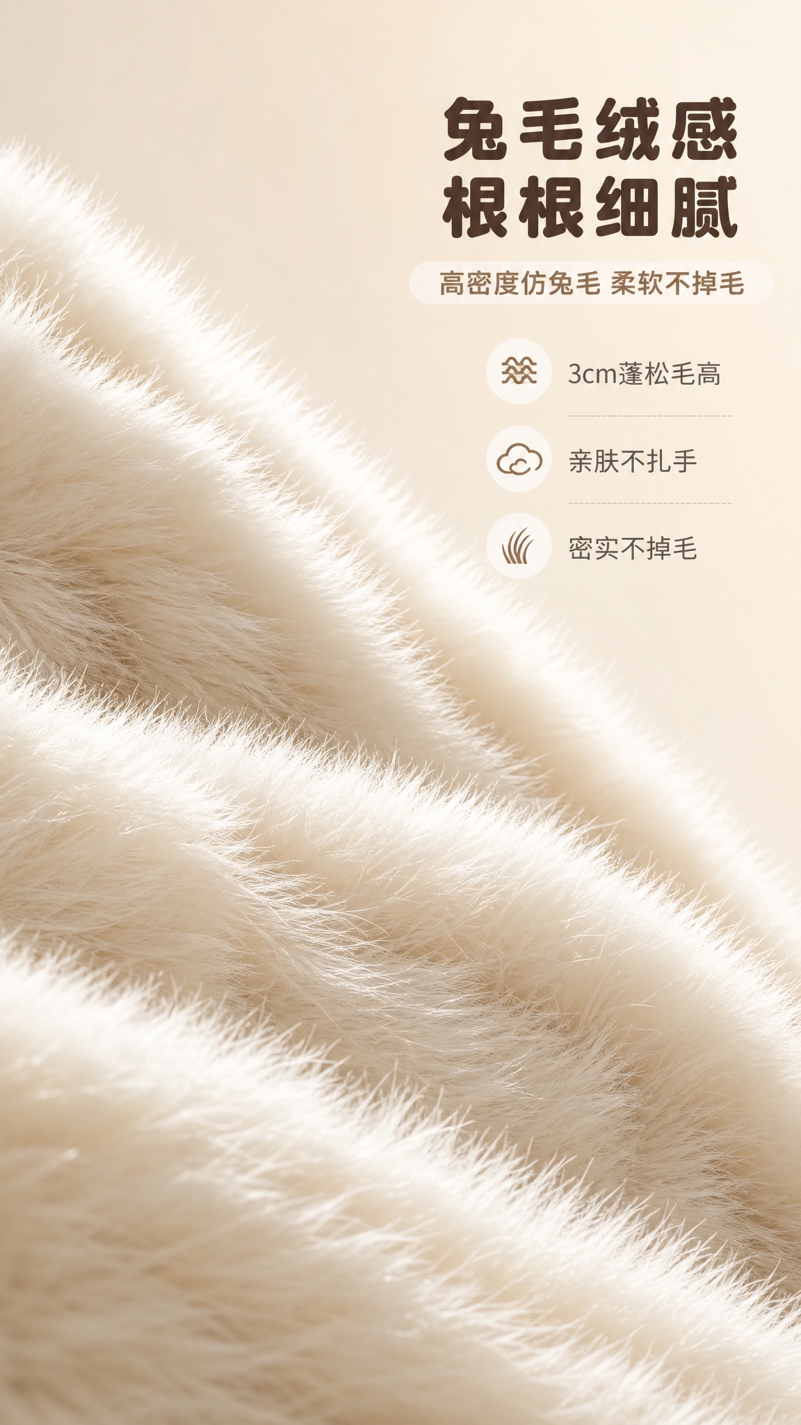 [商品] 使用【图2】兔毛材质微距特写；保留奶白色兔毛的波浪纹… - 图片创意预览