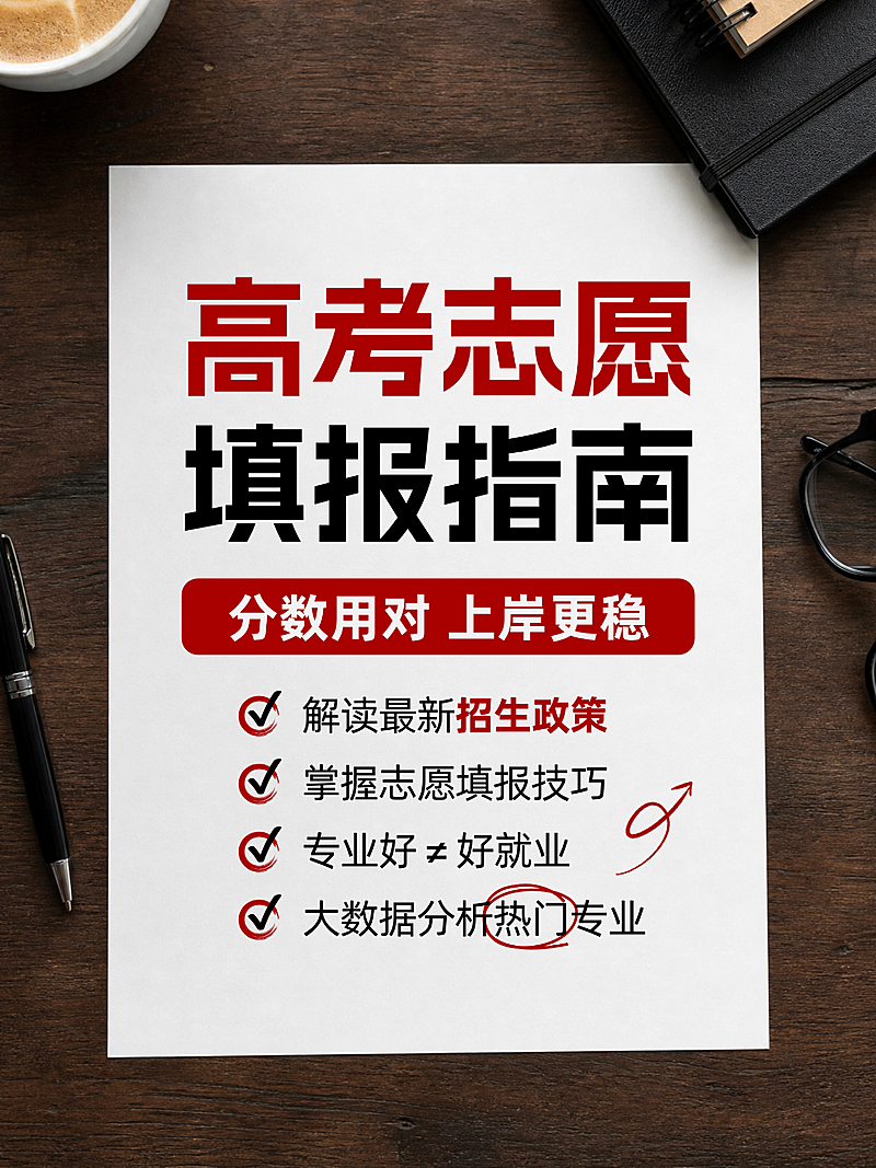 高考志愿填报指南经验分享吸睛大字小红书封面