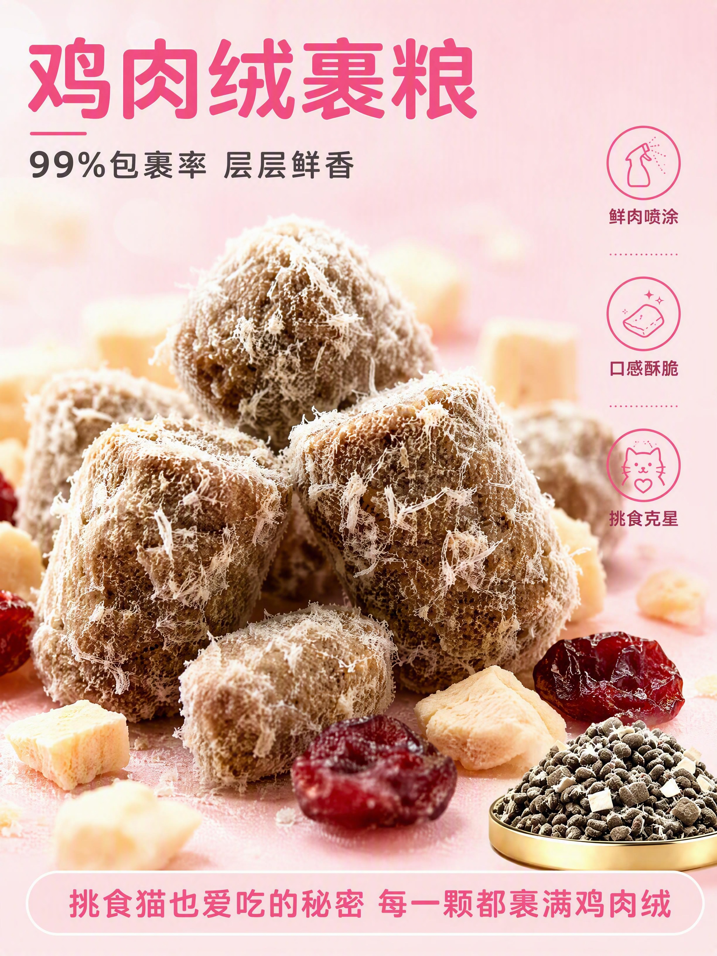 [第3张] 细节与故事-鸡肉绒裹粮微距质感99%包裹率。本张使… - 图片创意预览