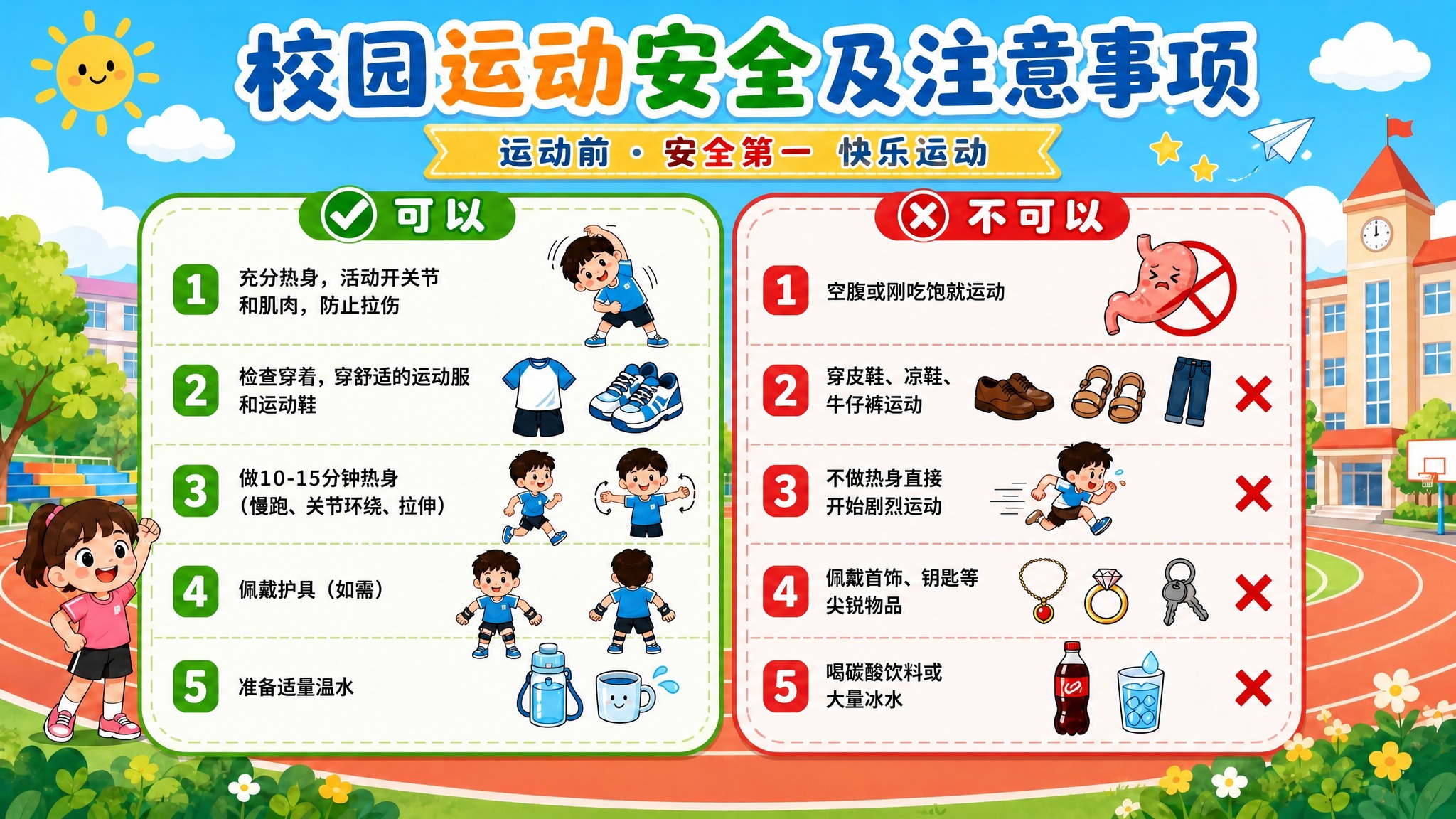 校园运动安全及注意事项 - 图片创意预览