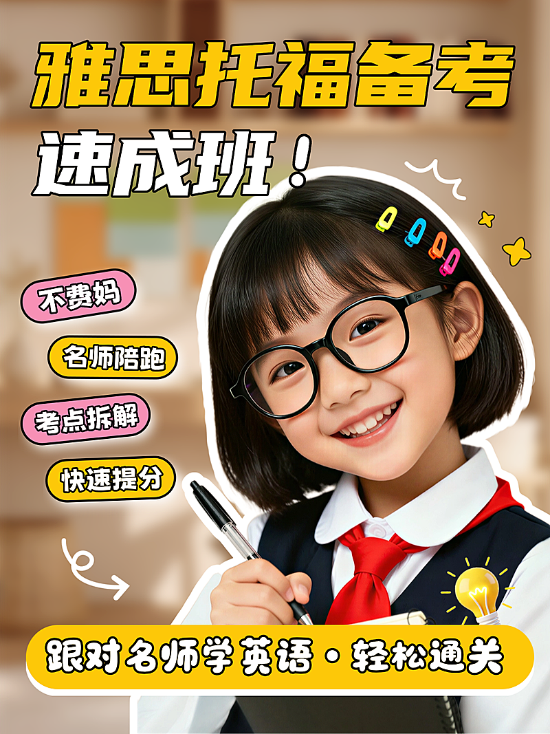 教育行业k12小红书吸睛封面人像封面雅思托福ket