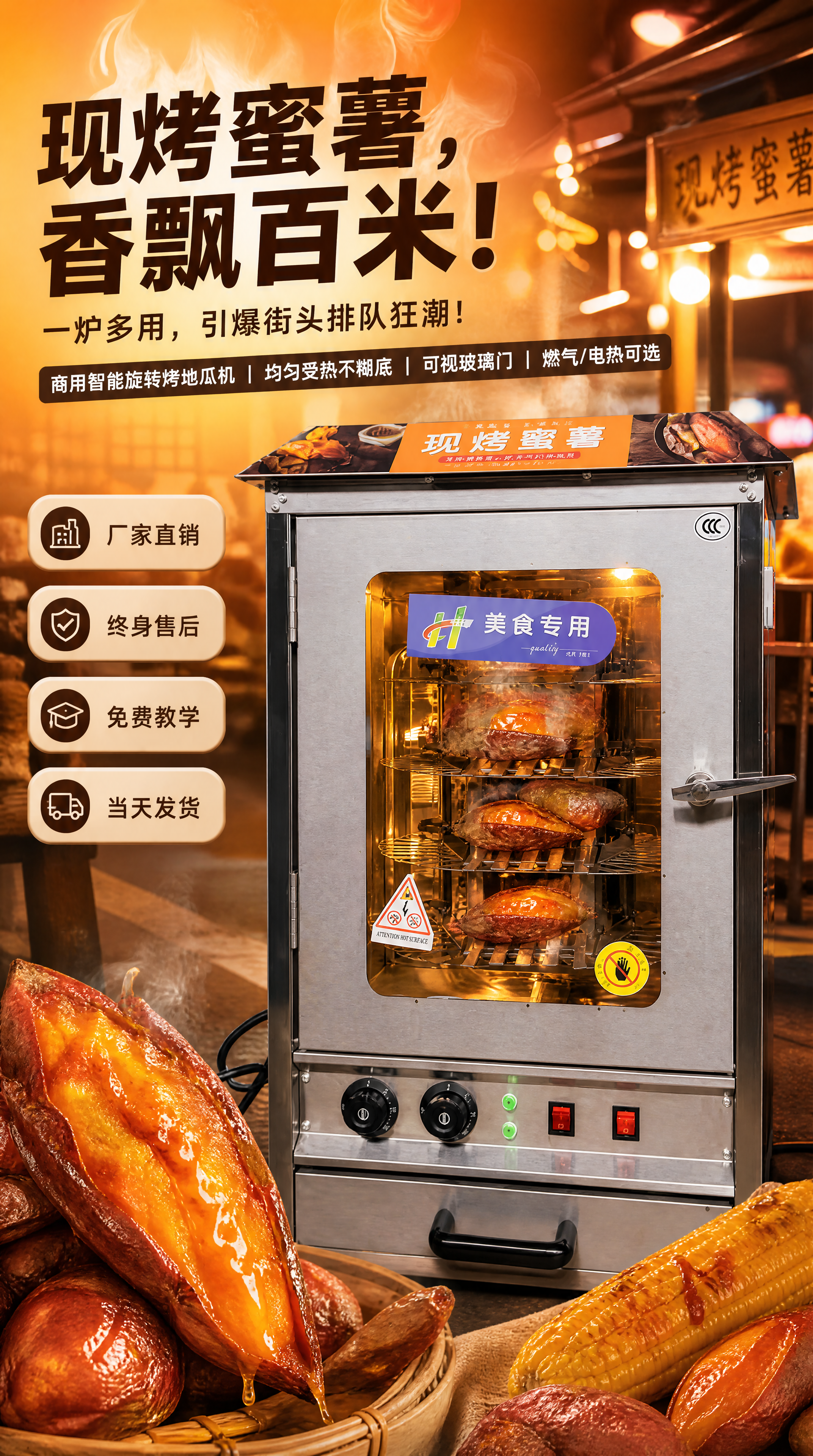 [商品] 使用【图7】商用立式旋转烤地瓜机整机外观图（黑色旋钮… - 图片创意预览