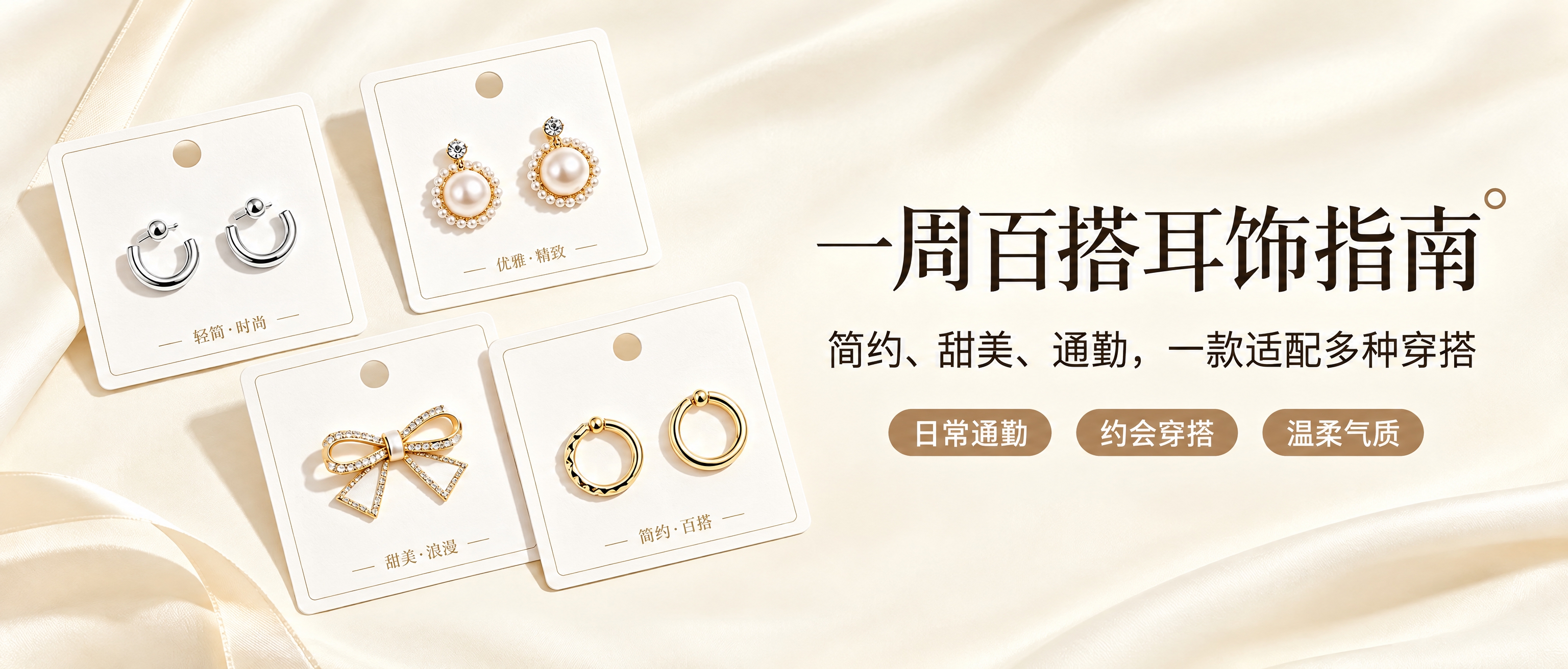 将图片调整为950x120像素的横版店招，保持原有的四对耳饰卡… - 图片创意预览