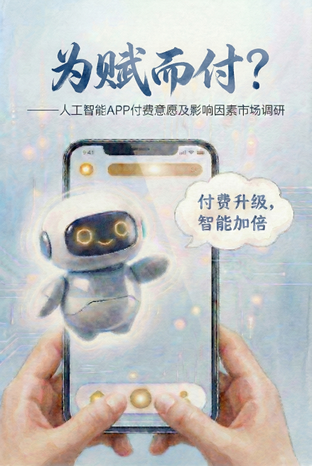 将第二张图的大标题“为赋而付?”替换为第一张图的毛笔字体样式，保持文字内容、颜色及画面其他元素不变预览效果