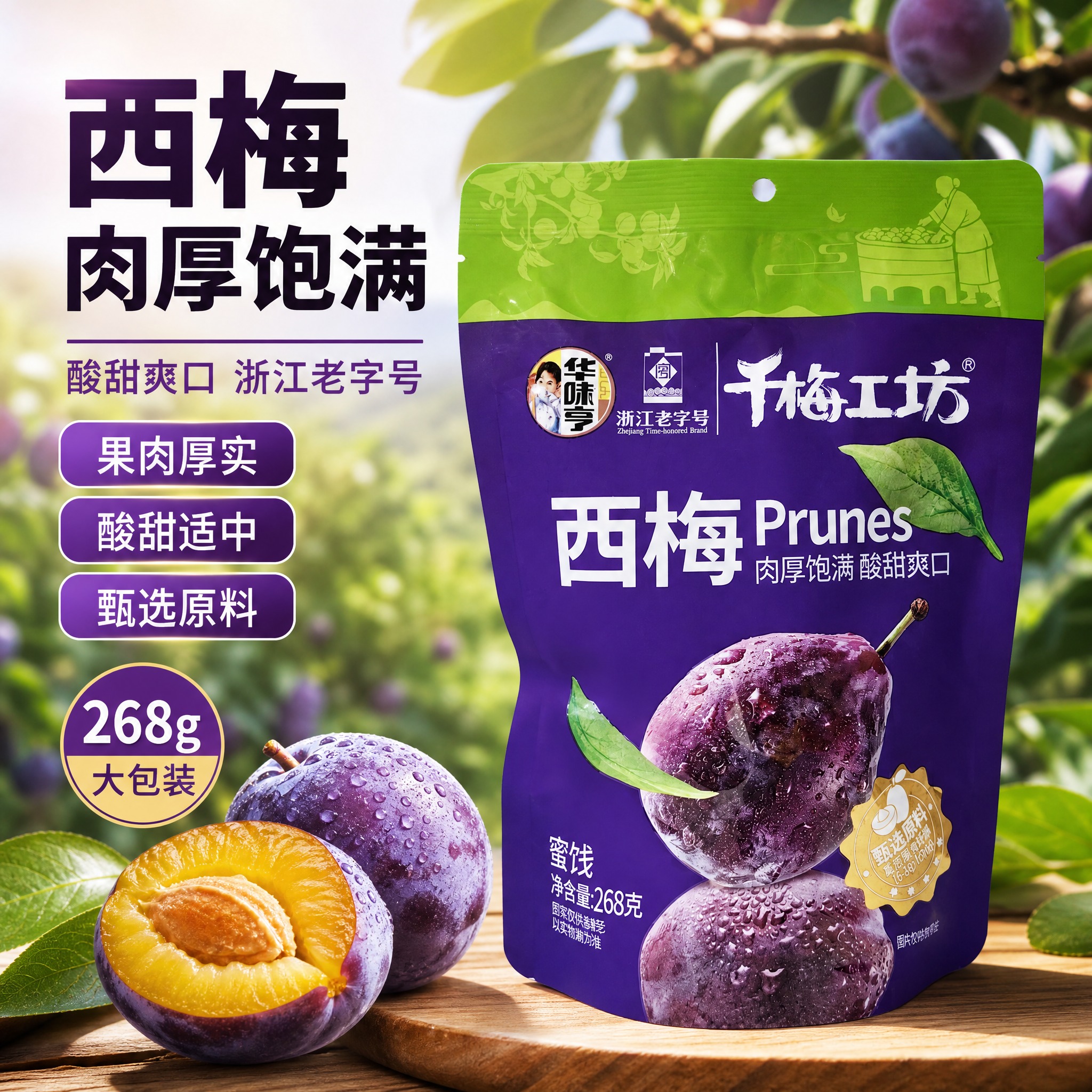 [单张主图] 华味亨千梅工坊西梅，爆款促销感主图，突出肉厚饱满… - 图片创意预览