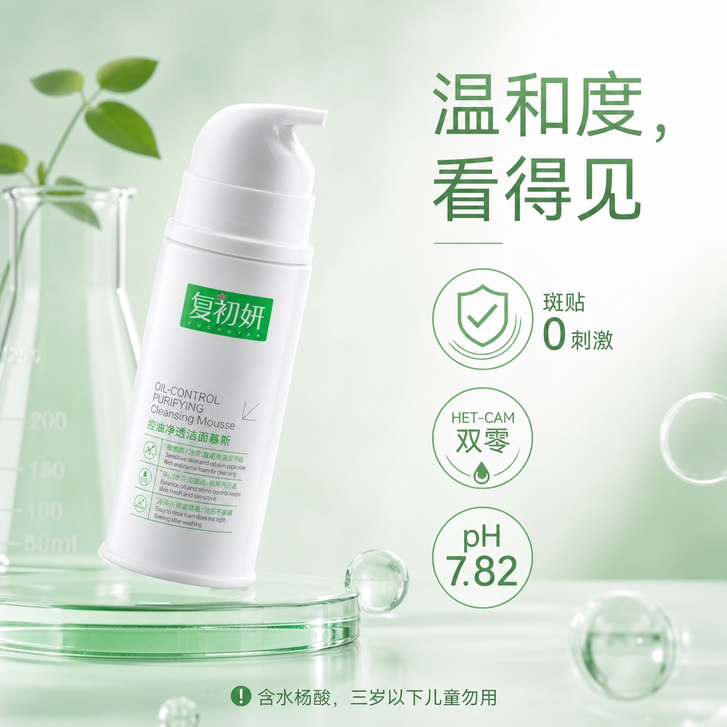 电商主图，1:1正方形，淘宝天猫风格，清新绿色调，复初妍控油净… - 图片创意预览