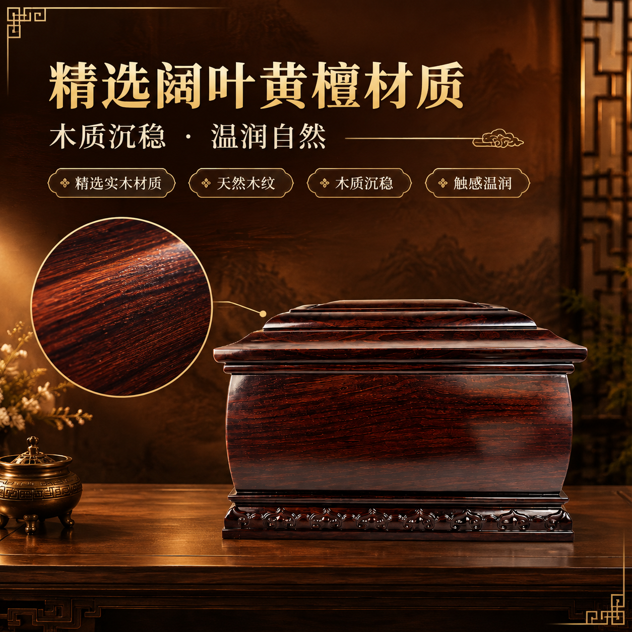 [主图-2 800×800] 核心亮点，主题：精选阔叶黄檀材质… - 图片创意预览