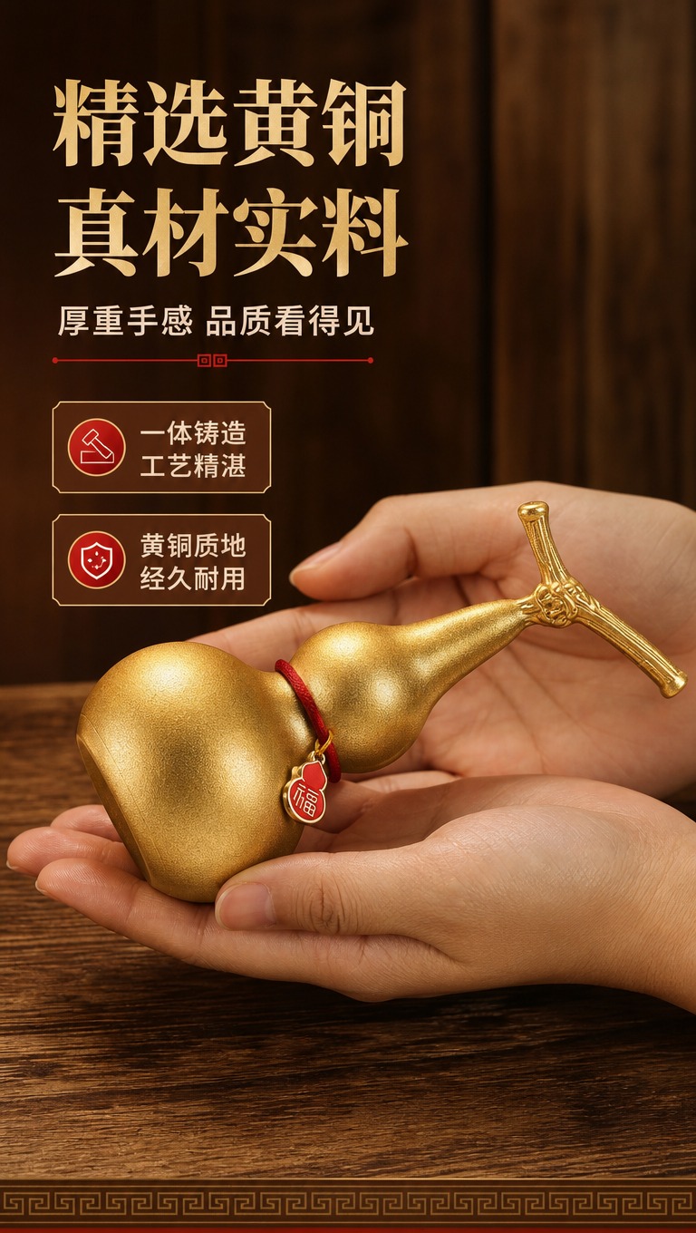 [商品] 使用【图2】龙首衔福铜葫芦；保留葫芦造型、龙首枝蔓、… - 图片创意预览