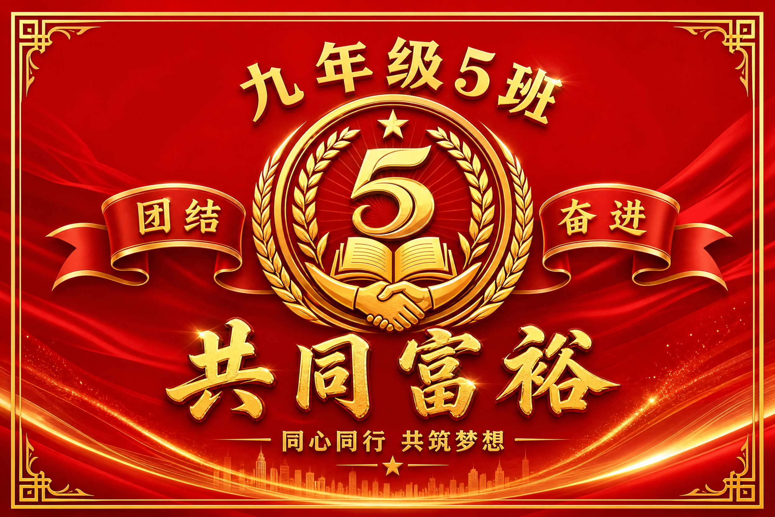 设计一面九年级5班的班旗，横版比例3:2（144×96cm），… - 图片创意预览