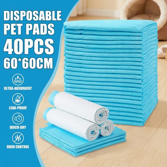 Generate a cross-border e-commerce listing image for disposable pet training pads. Keep the product预览效果