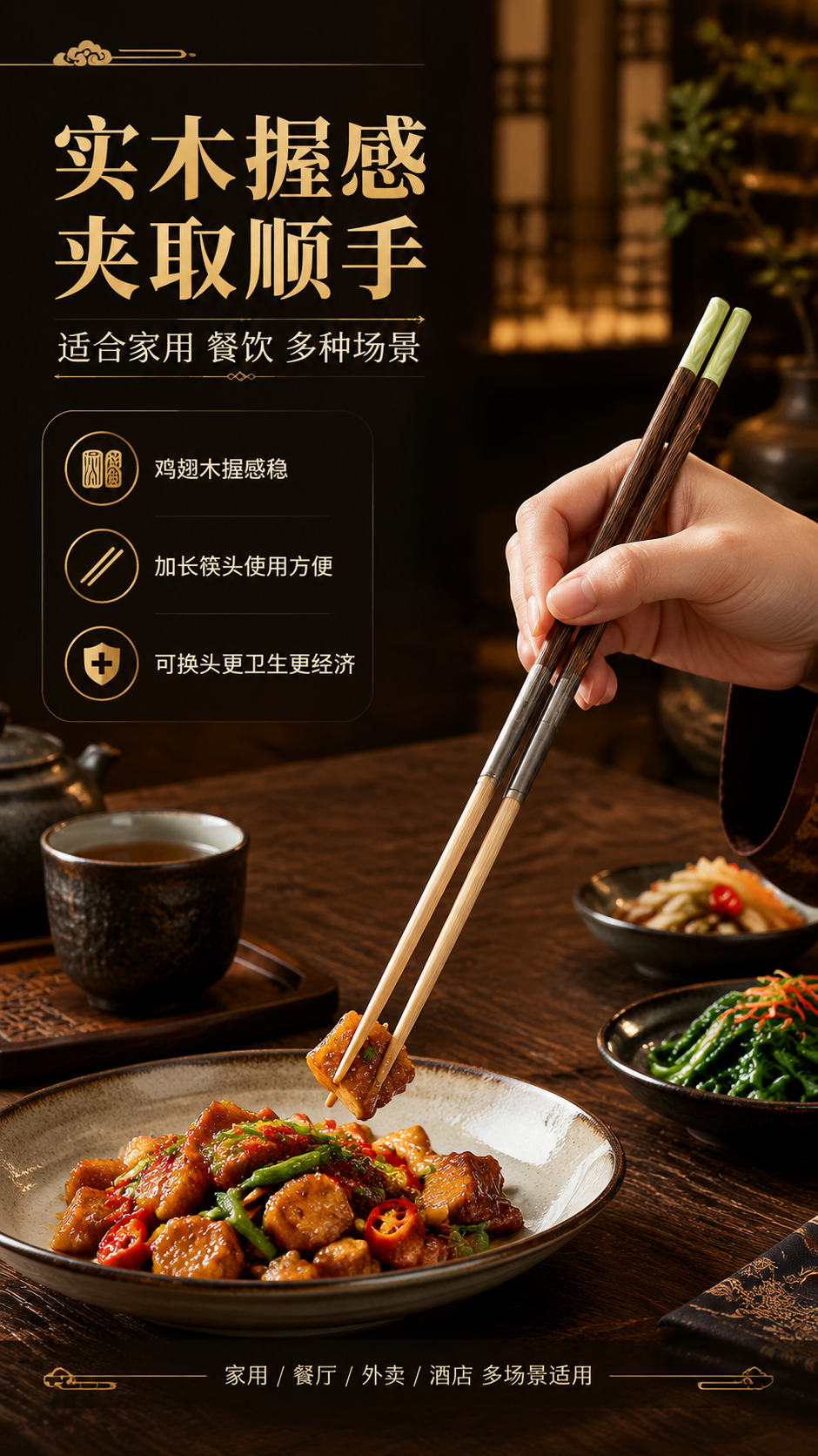 [商品] 使用【图1】鸡翅木拼接筷子完整态；保留鸡翅木木纹、金… - 图片创意预览