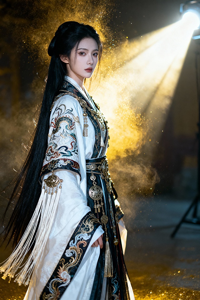 古典中式美学，工笔刺绣细节，鎏金光影交织，营造梦幻奢华氛围，尽显优雅文艺气质。