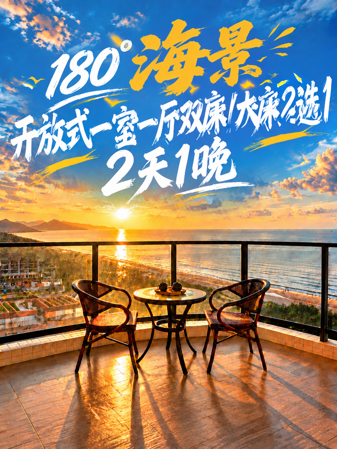 将第二行文字"开放式一室一厅双床/大床2选1"再放大一号，字体… - 图片创意预览
