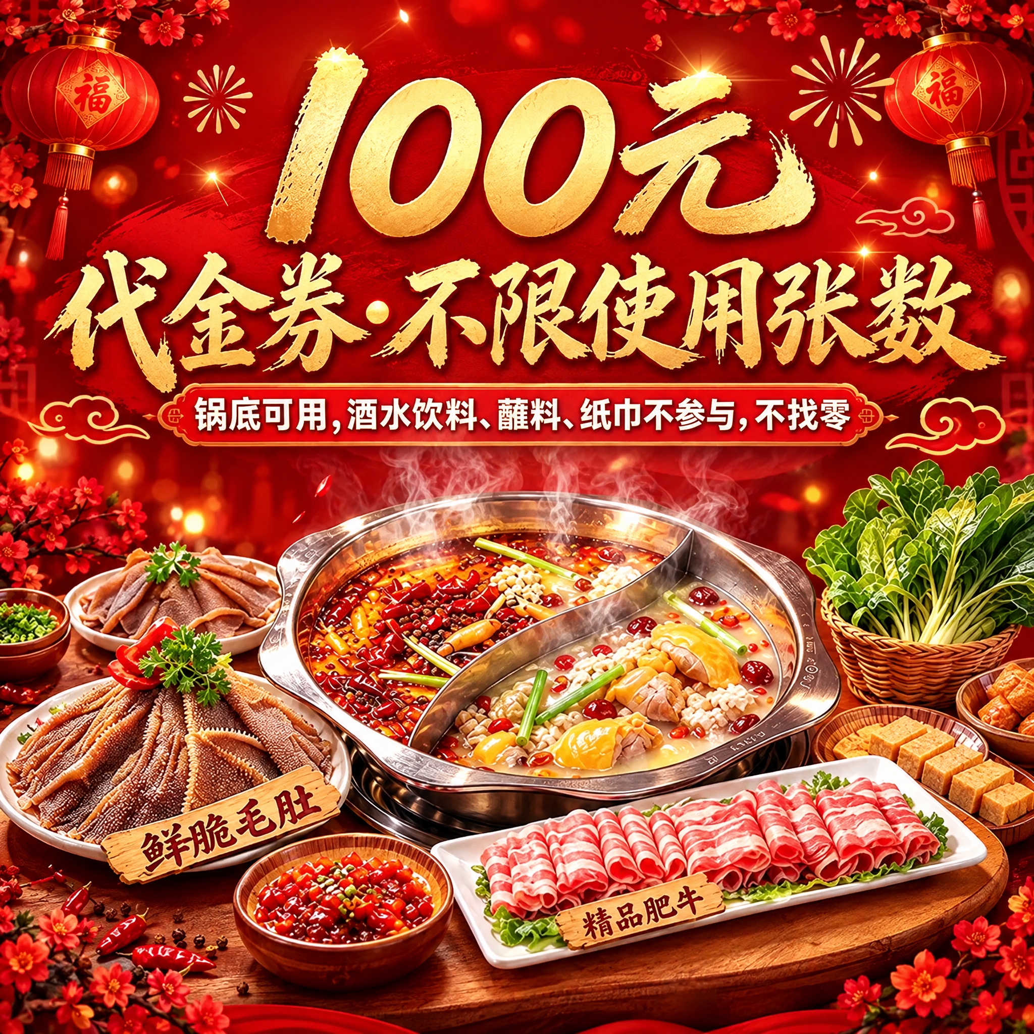 将原图中的所有文字（包括“100元”“代金券·不限使用张数”“… - 图片创意预览