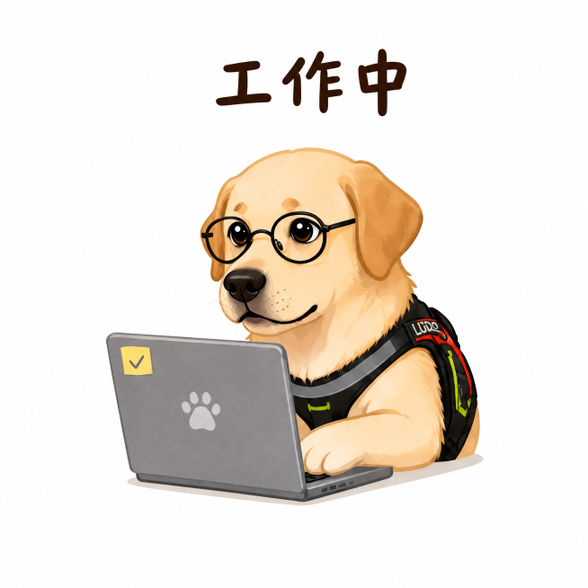 提取上方工作中的拉布拉多小狗，保留标题文字'工作中'和全部内容，背景为纯白色，裁剪成正方形预览效果