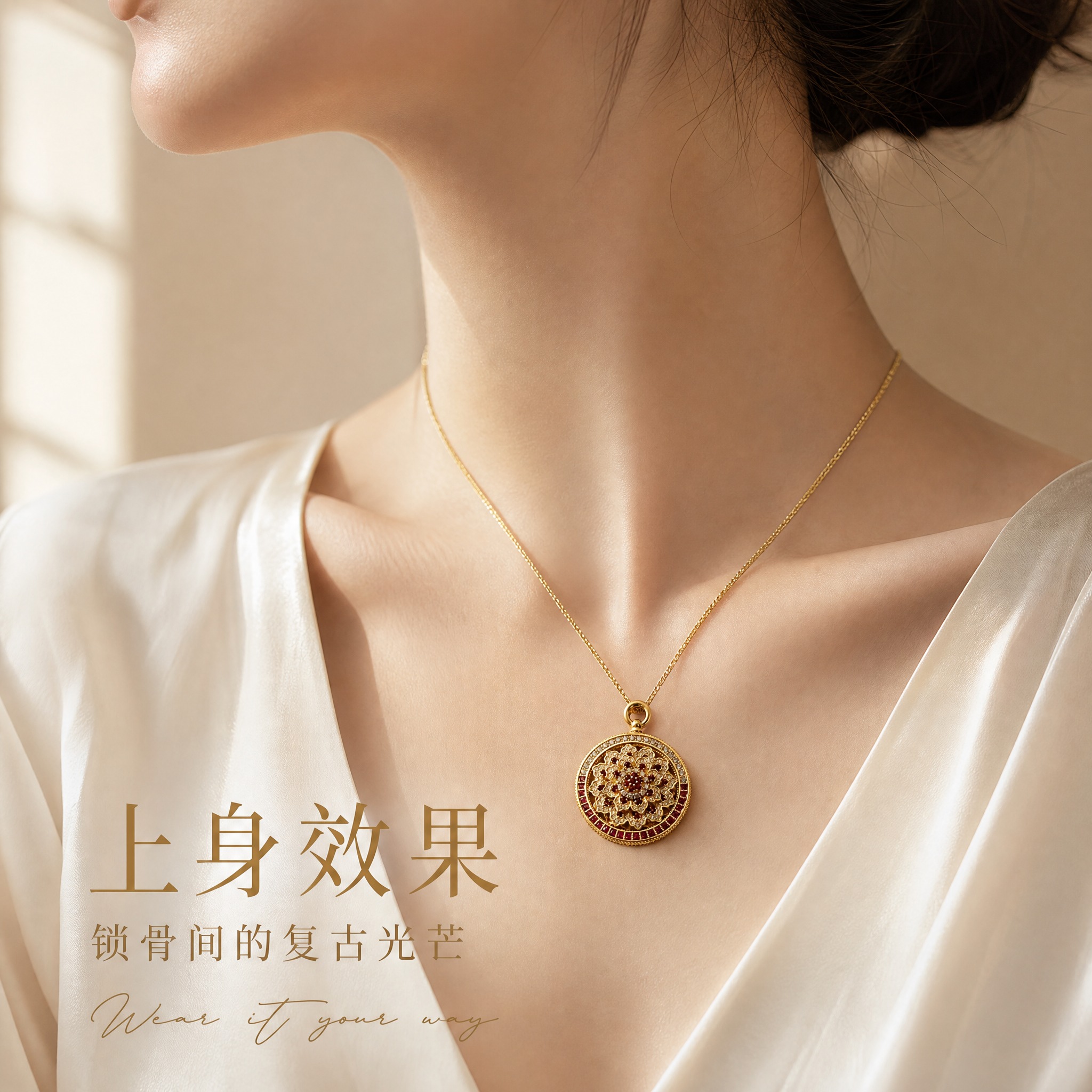 [主图-3] 佩戴展示 颈部上身效果氛围感大片 [统一基调]… - 图片创意预览