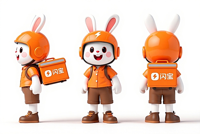 3D卡通风格，拟人化兔子形象，可爱活泼，橙色主题设计，展现欢乐氛围。