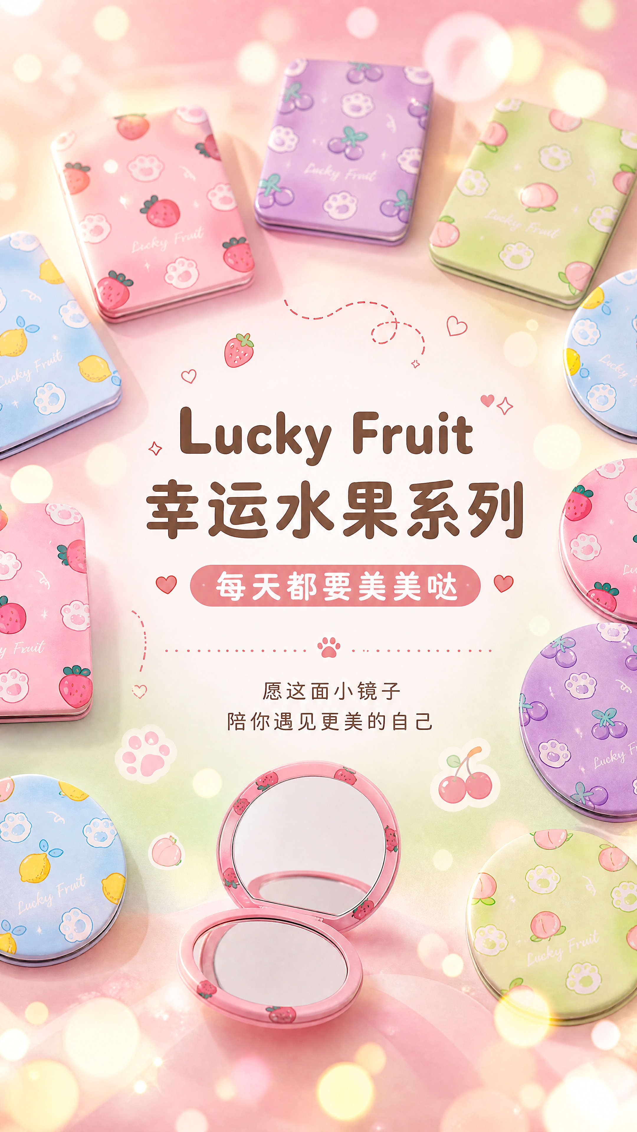 [商品] 使用【图4】全系列镜子作为背景元素；保留产品萌系风格… - 图片创意预览
