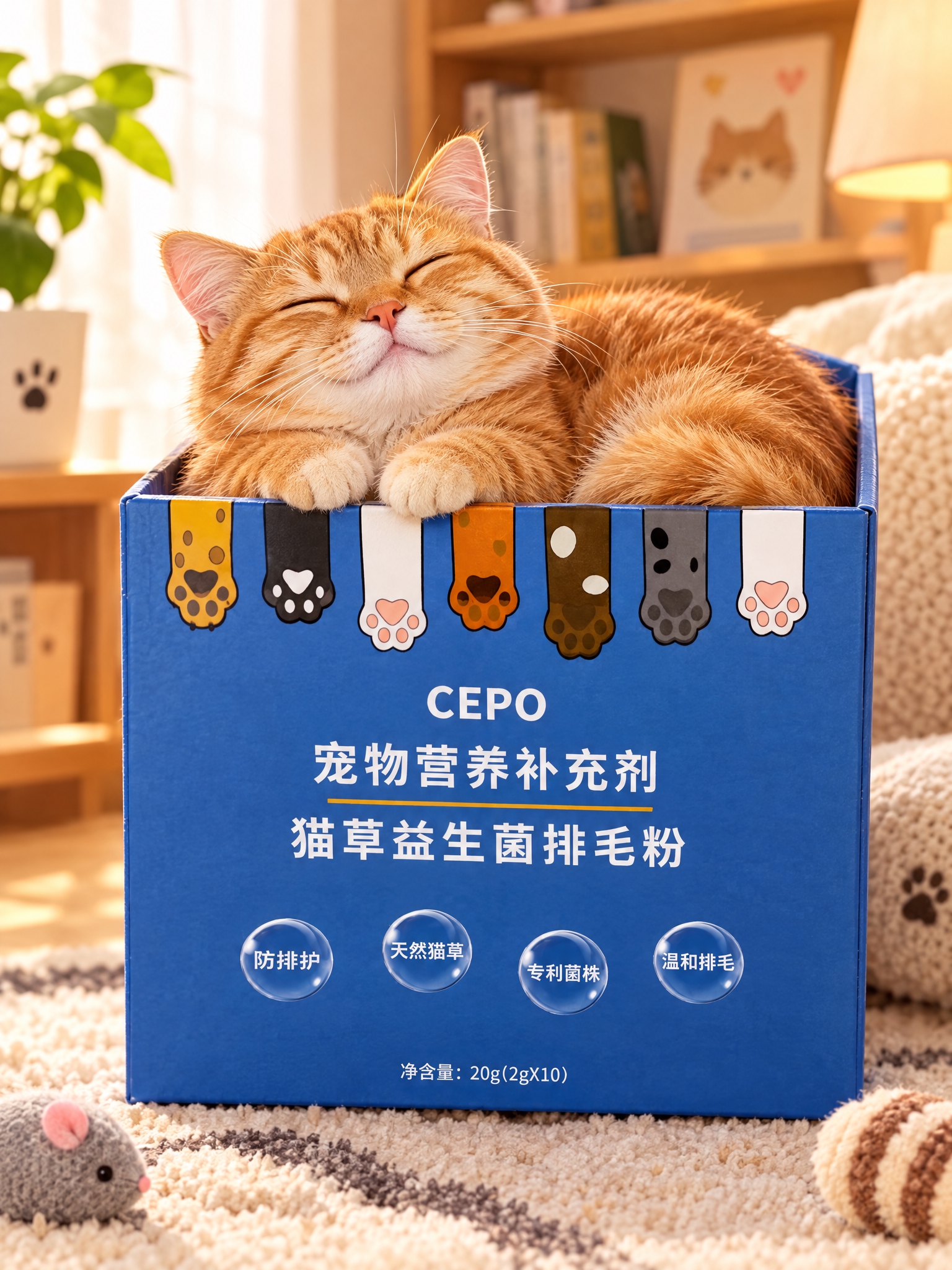 Cat sitting in product box crea… - 图片创意预览