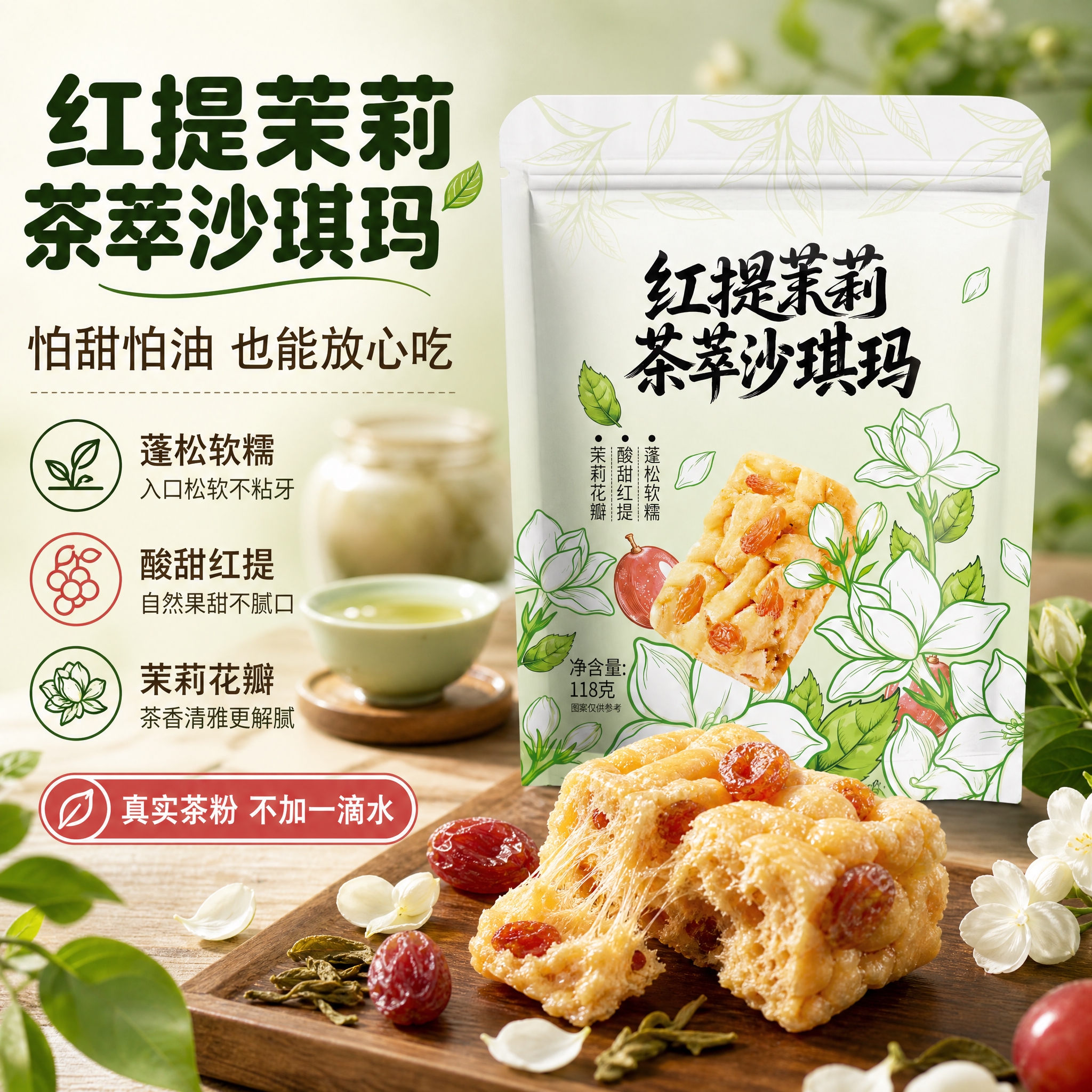 [主图-1] 抖音首图/点击率：红提茉莉茶萃沙琪玛场景海报，突… - 图片创意预览