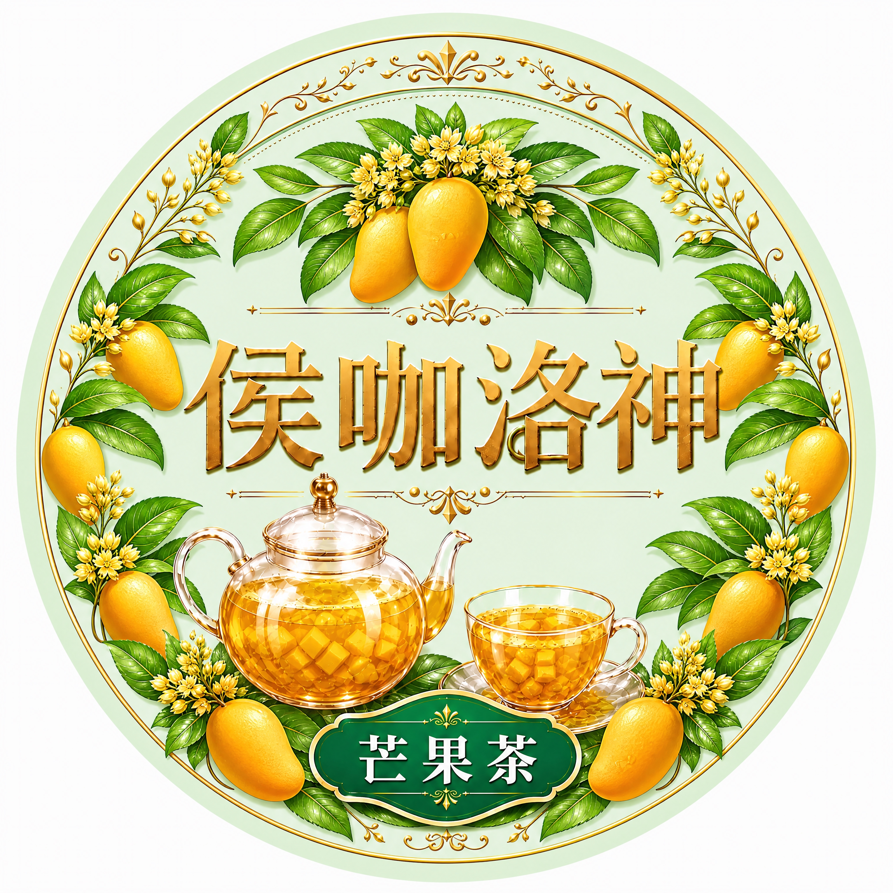 基于参考图修改，确保所有芒果元素（芒果果实、芒果花、芒果叶）严… - 图片创意预览