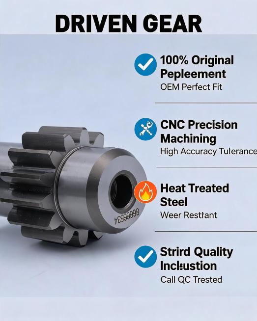 Product advantage detail page for driven gear. Keep original product from image unchanged, add Engli预览效果