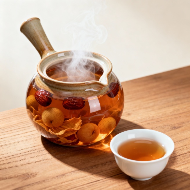 请帮我生成一壶桂圆红枣茶的图片预览效果