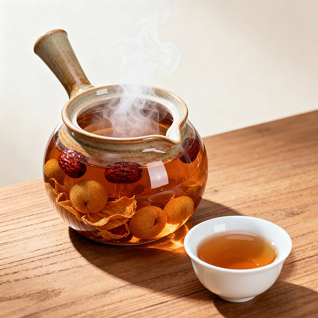 请帮我生成一壶桂圆红枣茶的图片