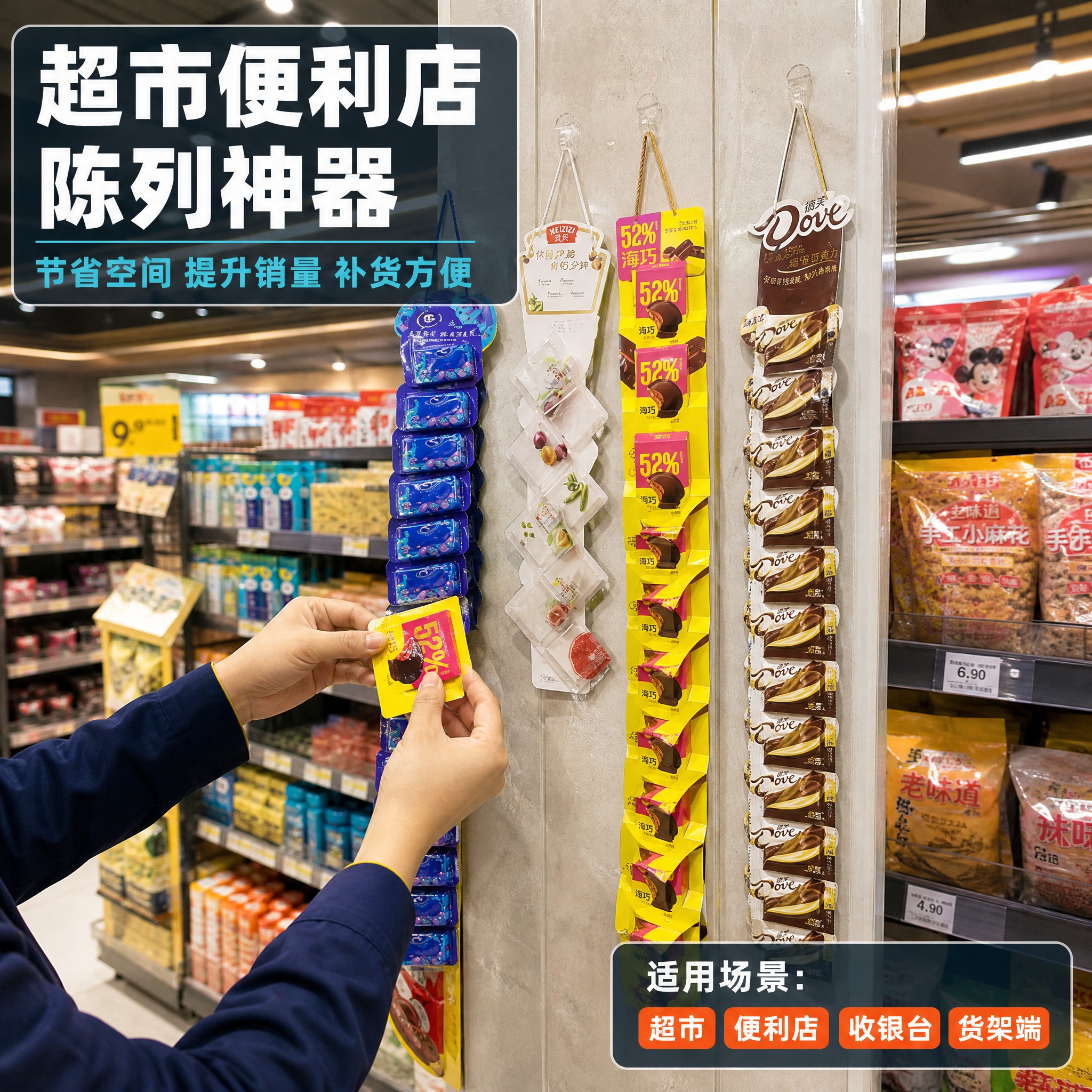 [主图-4] 真实超市使用场景图，展示挂条在超市便利店的实际陈… - 图片创意预览