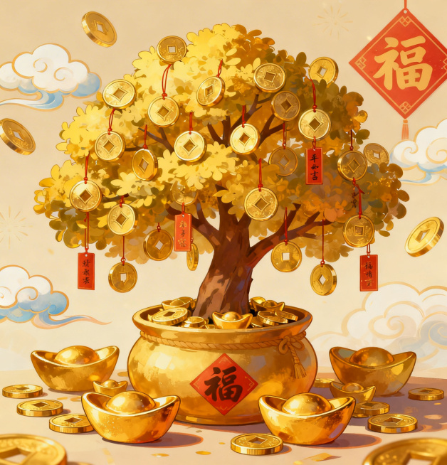 我需要生成一套套图，共10张图，所有图必须要是插画风格，要有新年的元素，看起来有节日氛围，同时所有图片风格统一，最好是一套。第一张横板174×25的比例（财神相关插画），第二张横板171×25的比例（预览效果