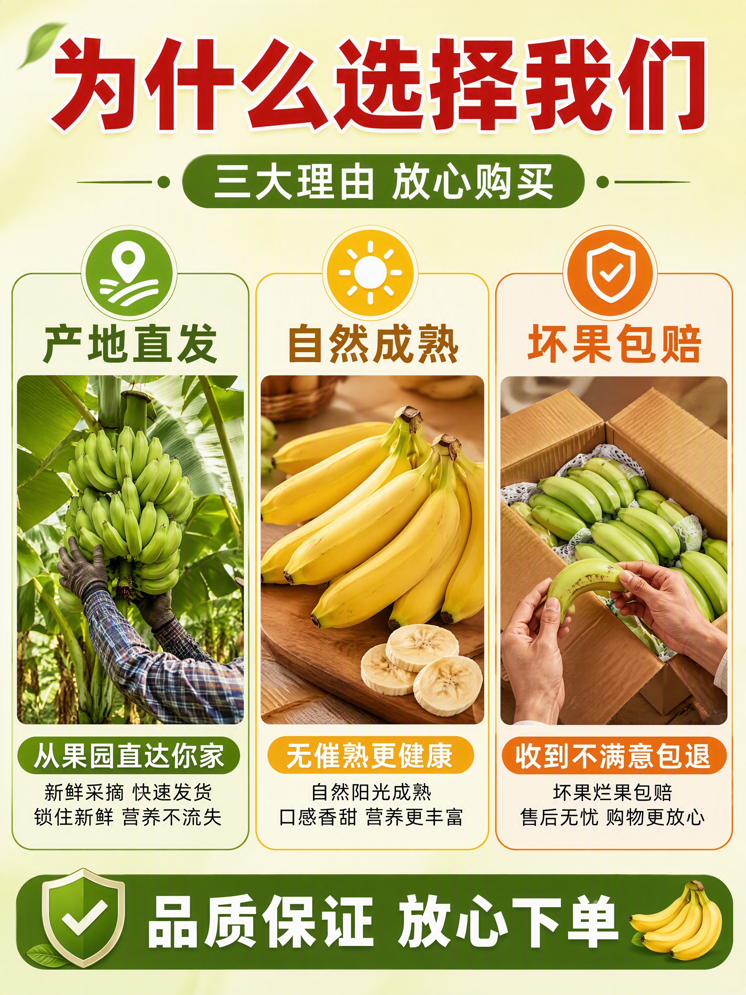[第6张] 三大核心理由页-为什么选我们的粉蕉。本张使用【图6… - 图片创意预览