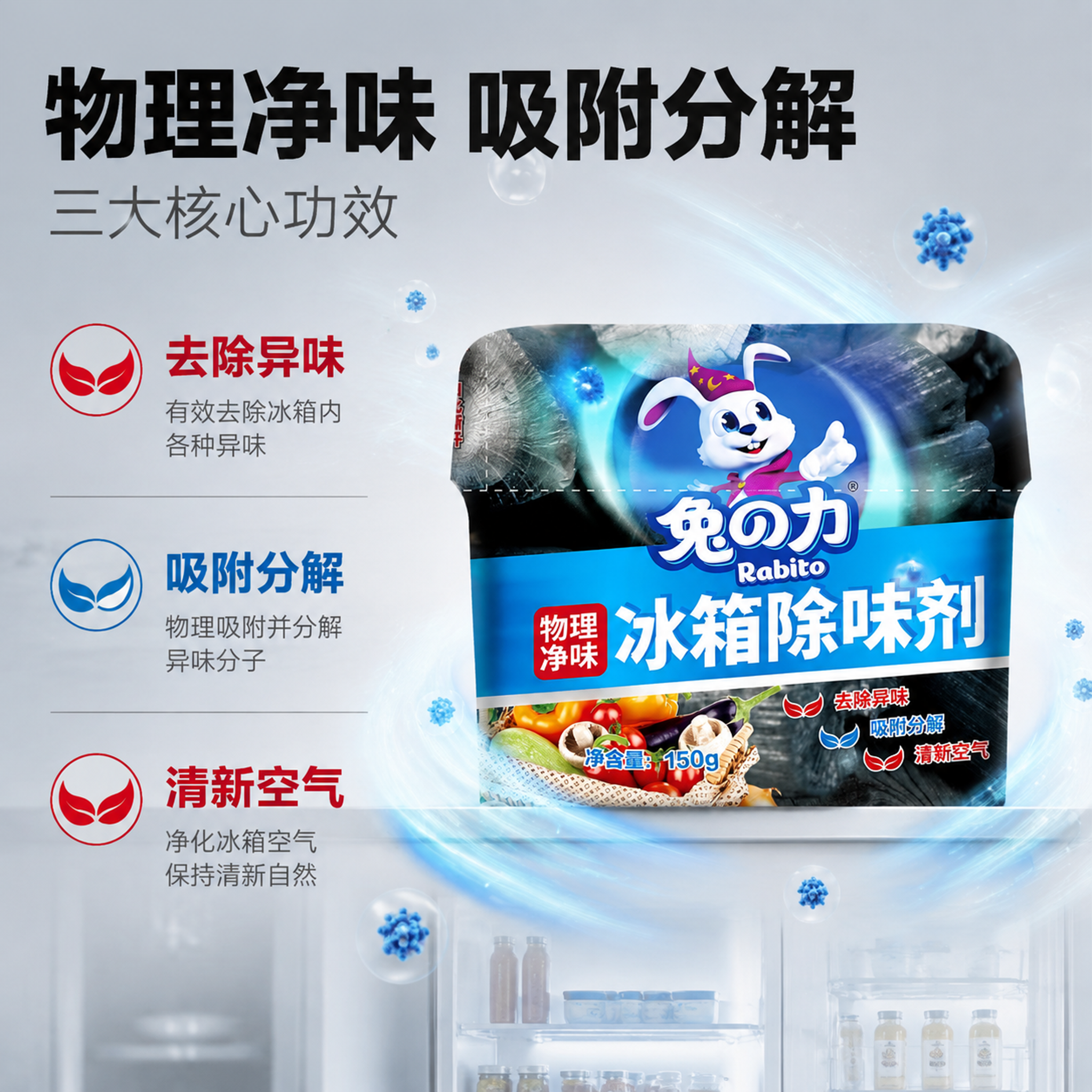 [主图-2] 冰箱除味剂核心功效卖点图 物理净味去除异味。 [… - 图片创意预览