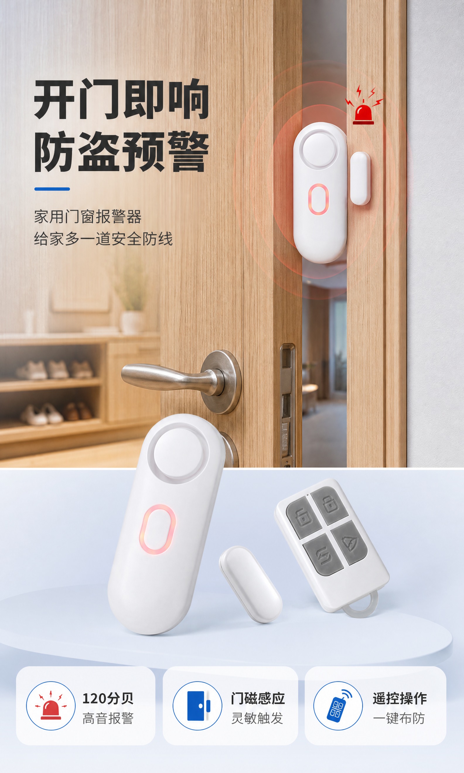 [商品] 使用【图2】门窗报警器套装（主机+磁条+遥控器）和【… - 图片创意预览