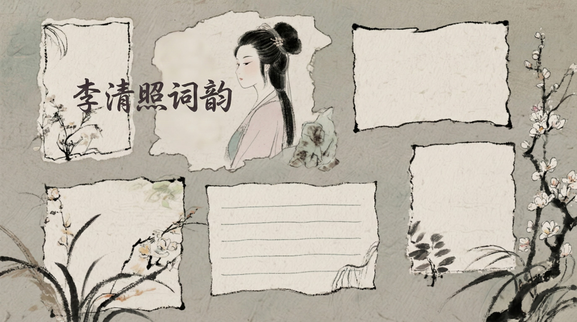 在主图人像左侧生成李清照主题的标题，手写体，简短立意鲜明预览效果