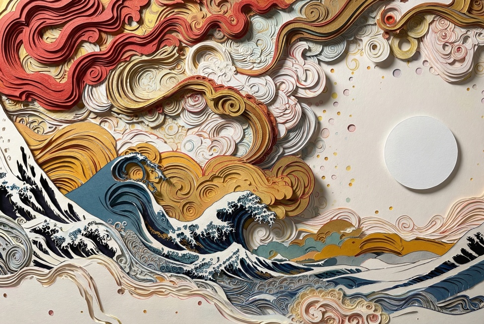 把这个画面改成剪纸浮雕的立体效果预览效果
