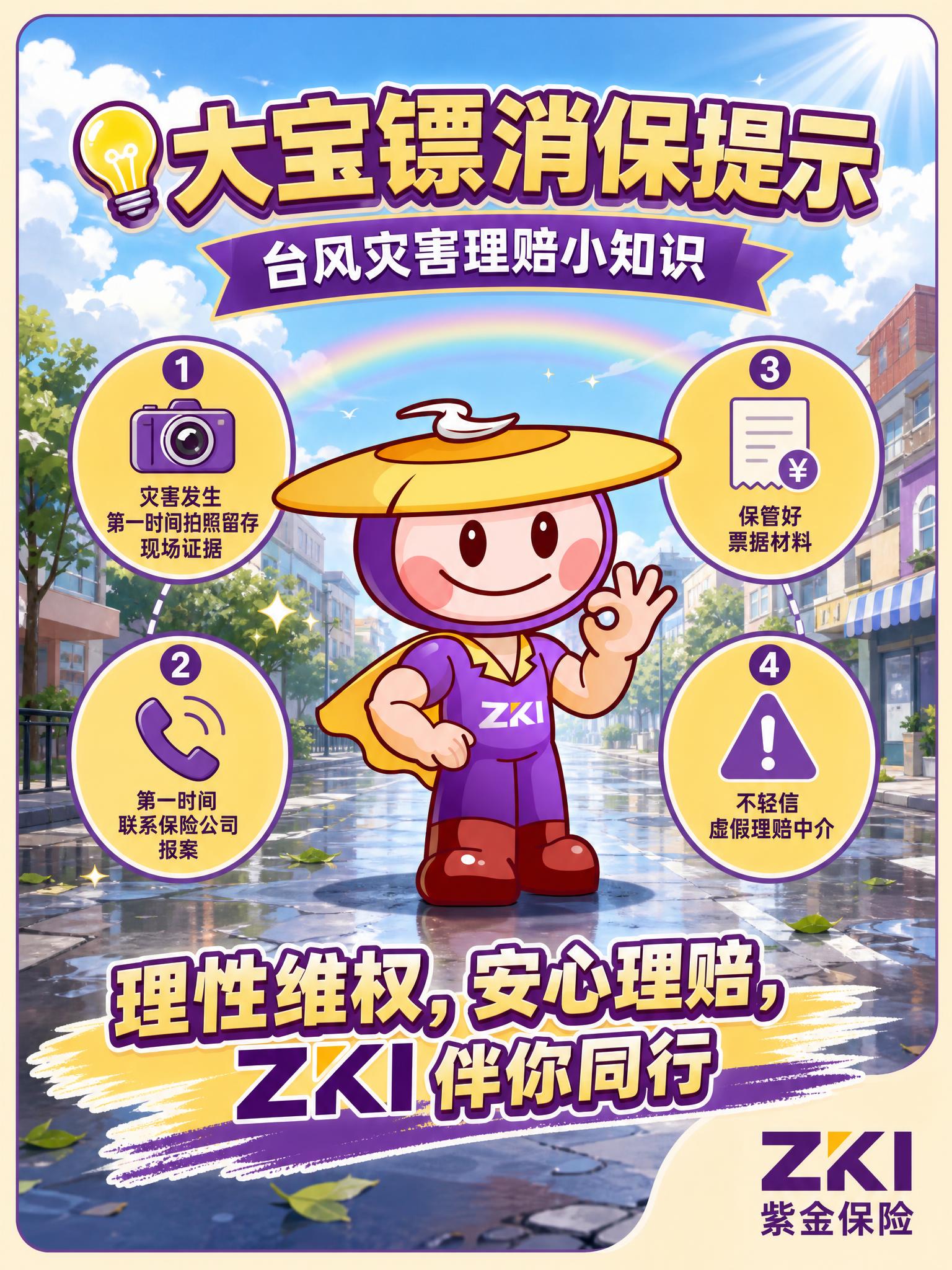 Q版扁平卡通风格海报，暖黄色与紫金品牌紫色为主色调。顶部标题文… - 图片创意预览