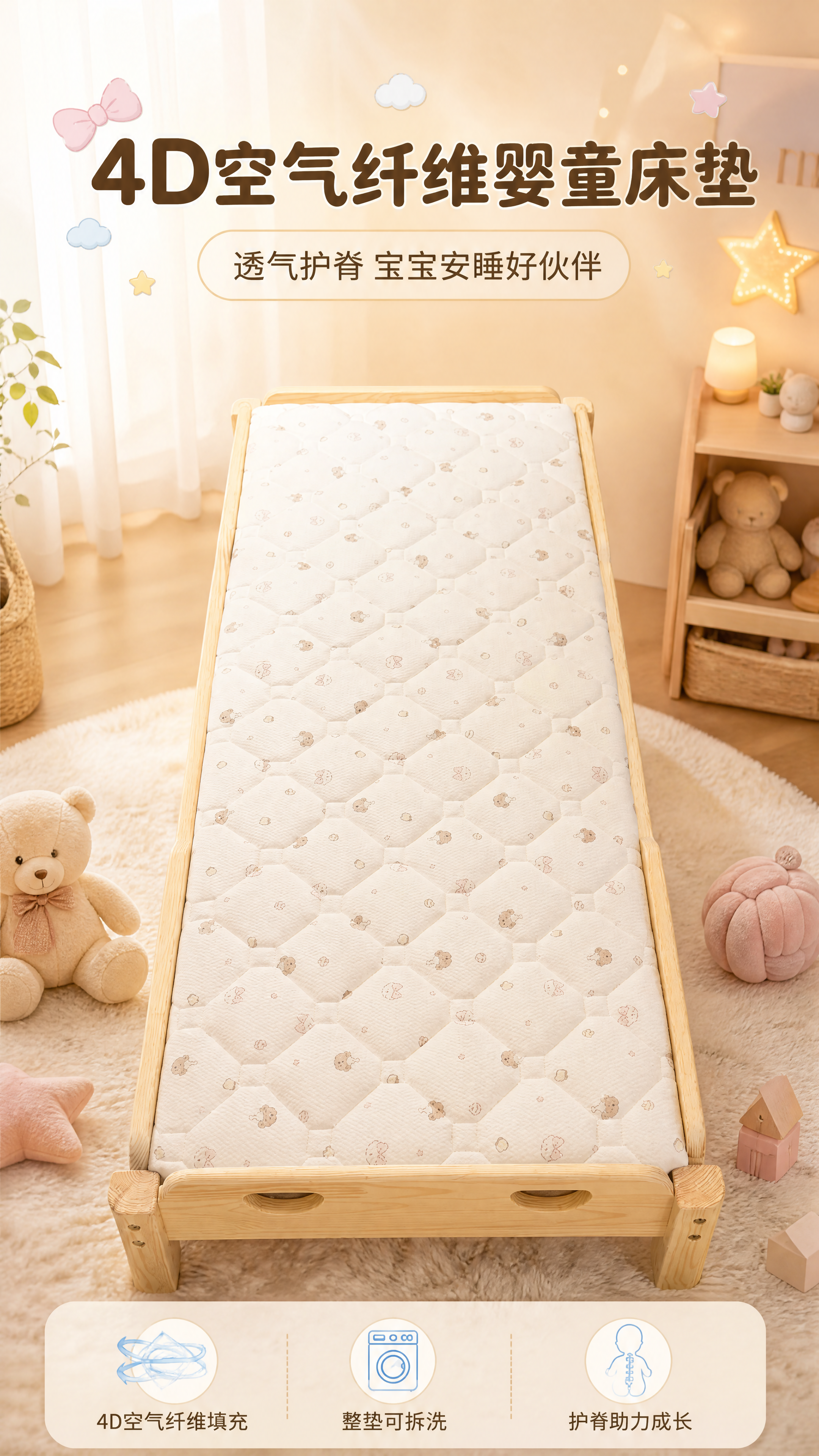 [商品] 使用【图1】4D空气纤维婴童床垫（带原木婴儿床架）、… - 图片创意预览