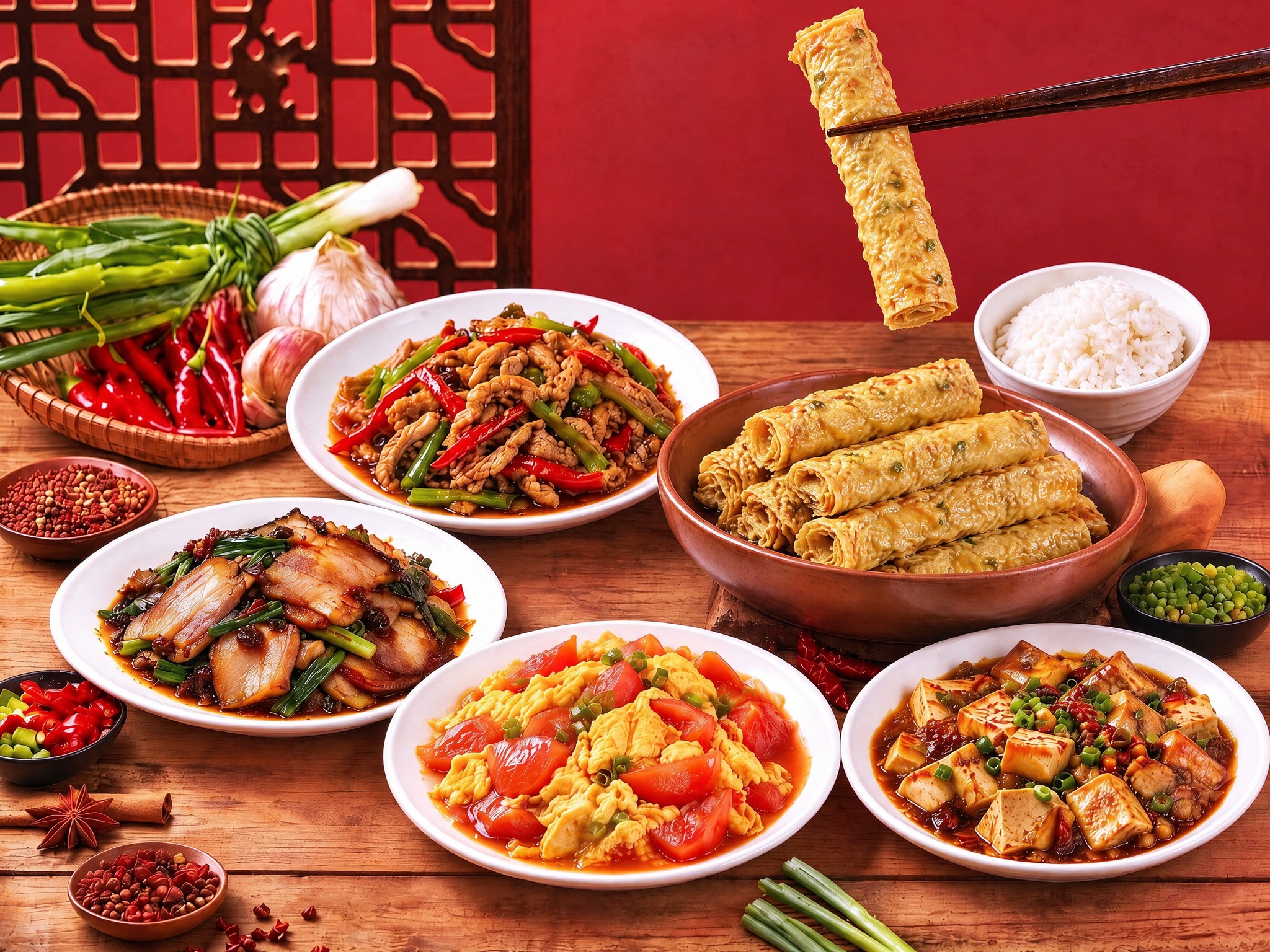 将图中所有卷煎替换为第七张参考图中的卷煎样式（表面有褶皱纹理、… - 图片创意预览
