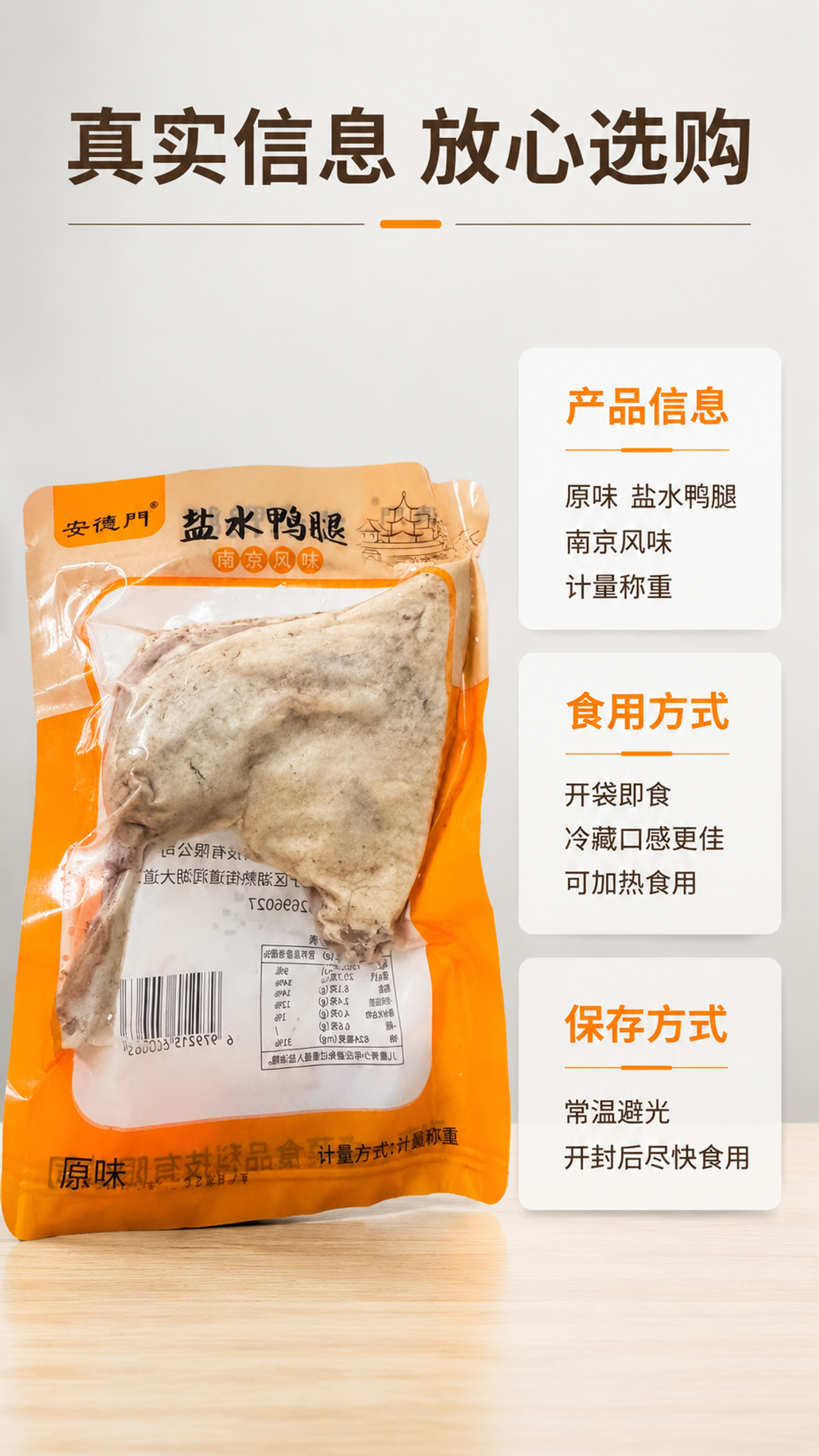 [主图-9] 盐水鸭腿规格与营养信息展示，理性信任补充。 [氛… - 图片创意预览