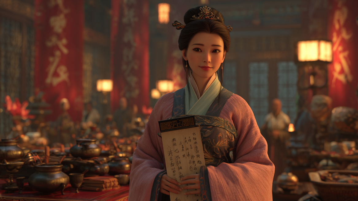 唐代官妓以才艺侍宴，薛涛凭借清丽容貌与出众诗才，很快成为节度使韦皋幕府常客   用之前生成统一风格预览效果